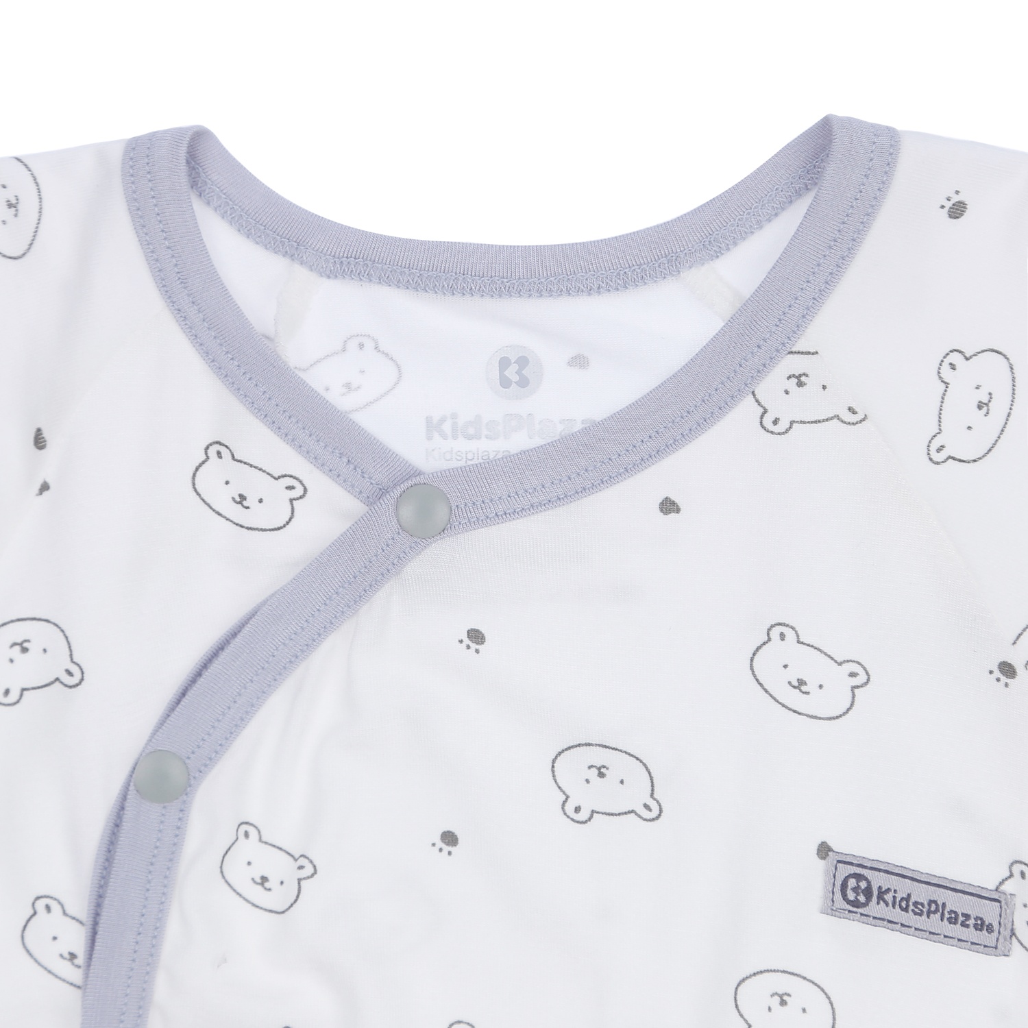 Bộ quần áo cài chéo dài tay KidsPlaza in hình gấu M21T (Trắng Ghi) hình 2