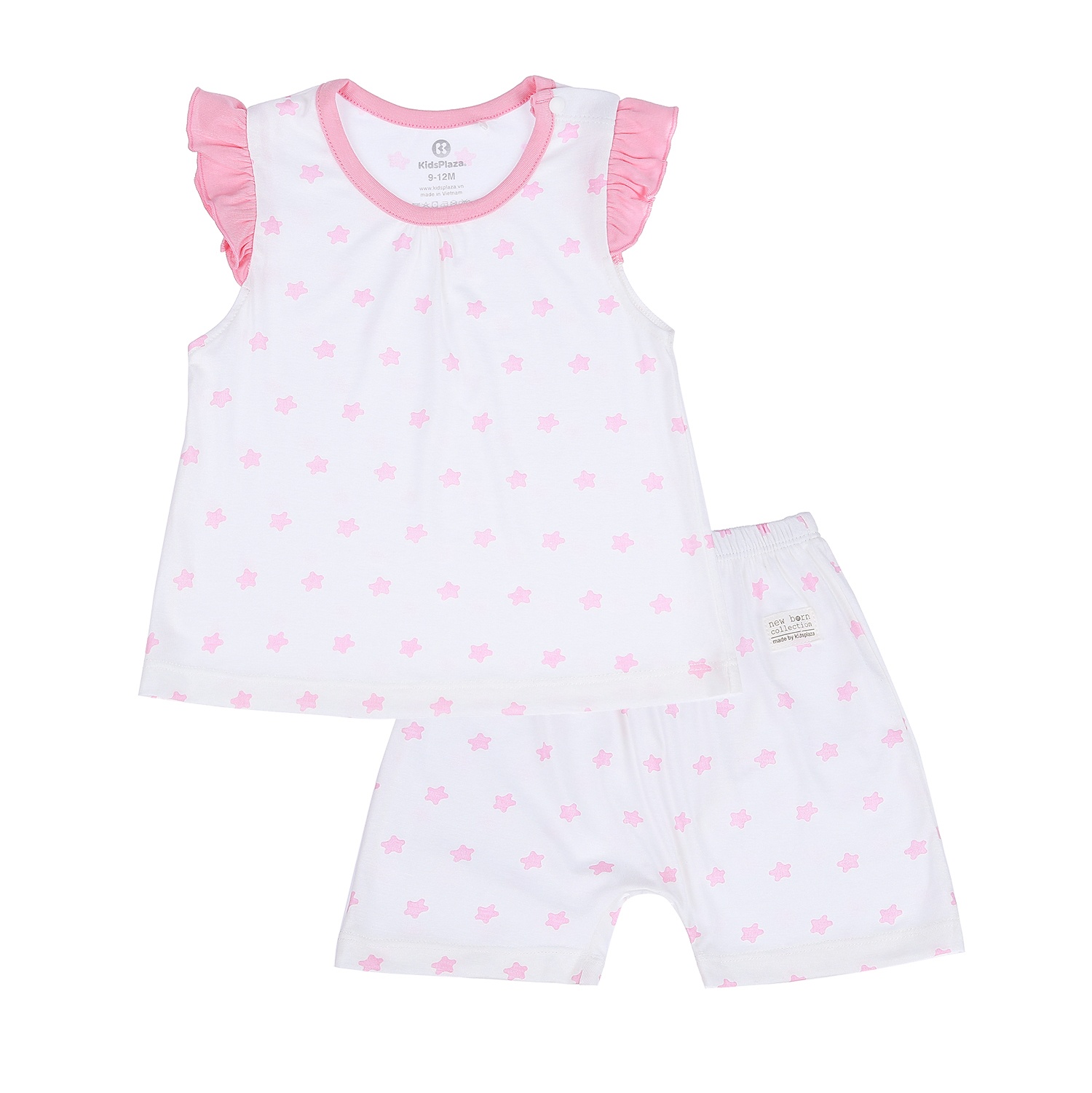 Bộ quần áo cộc tay cài vai cho bé gái Otis KidsPlaza in hình sao ND21H (Trắng) hình 1