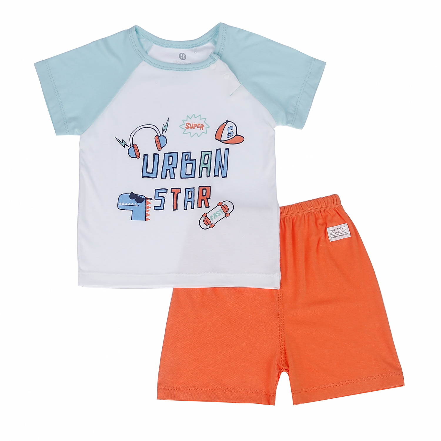 Bộ quần áo cộc tay cài vai Otis KidsPlaza cho bé trai ND21H (Trắng - Xanh Hàn Quốc) hình 1