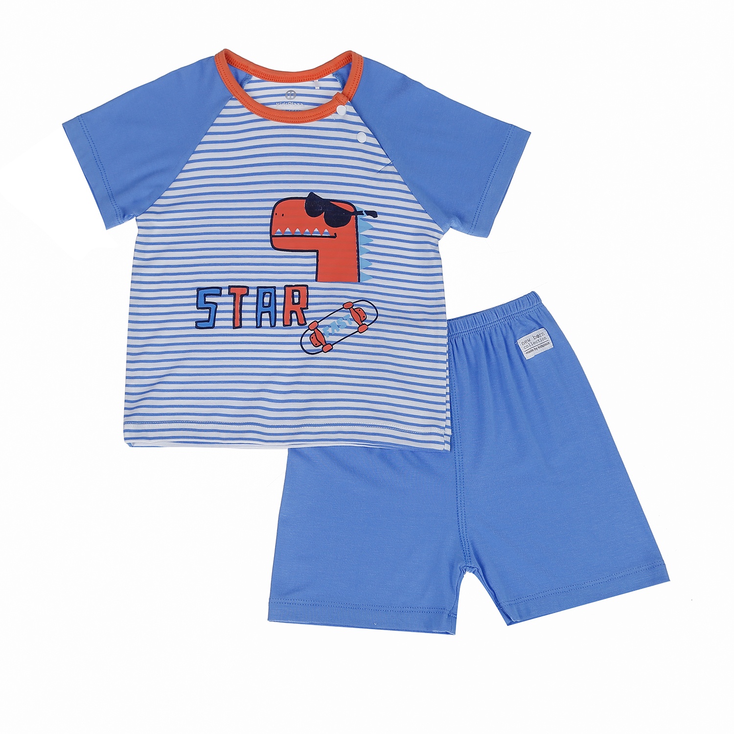 Bộ quần áo cộc tay cài vai Otis KidsPlaza in hình Khủng Long cho bé trai ND21H (Kẻ Xanh) hình 1