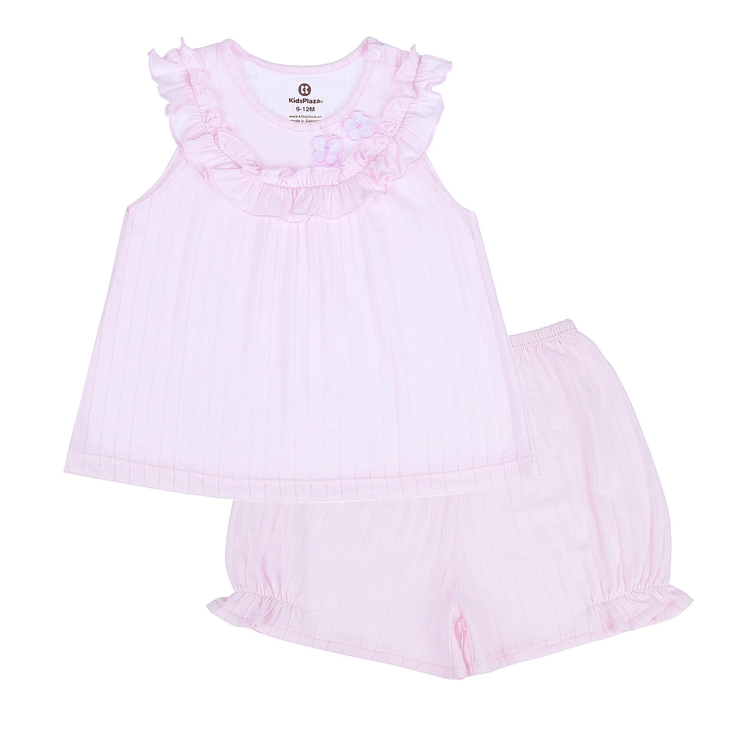 Bộ quần áo sát nách bé gái KidsPlaza có bèo ngực HN21H (Hồng) hình 1