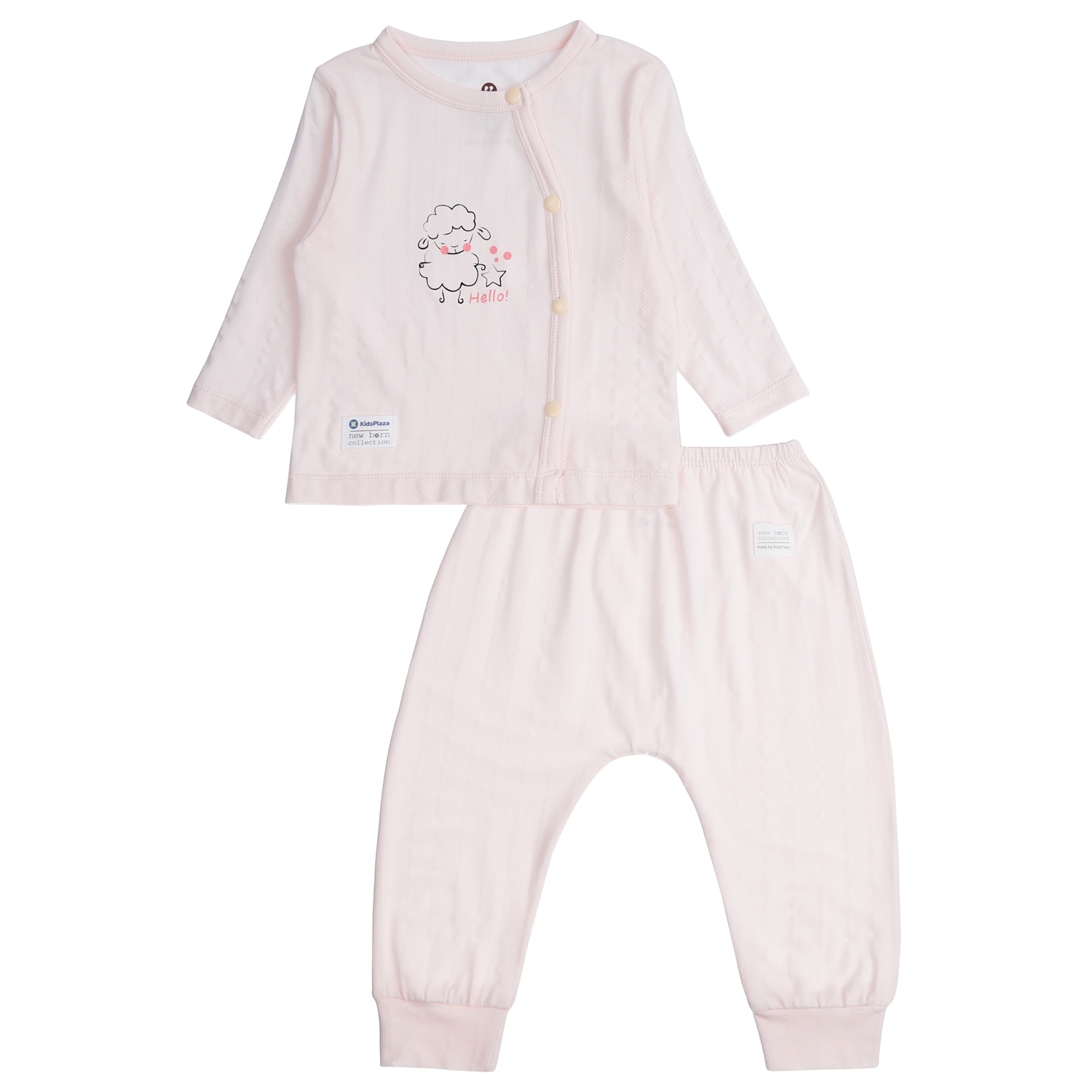 Bộ quần áo sơ sinh KidsPlaza cài chéo in hình cừu HN21T (Hồng) hình 1
