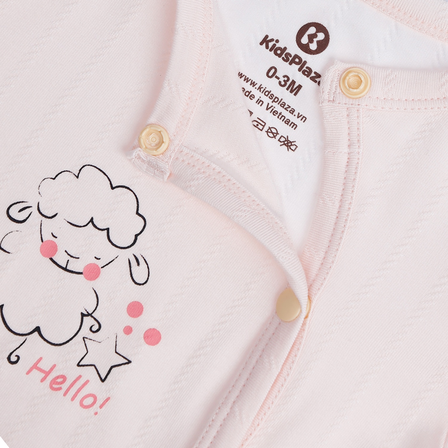Bộ quần áo sơ sinh KidsPlaza cài chéo in hình cừu HN21T (Hồng) hình 4