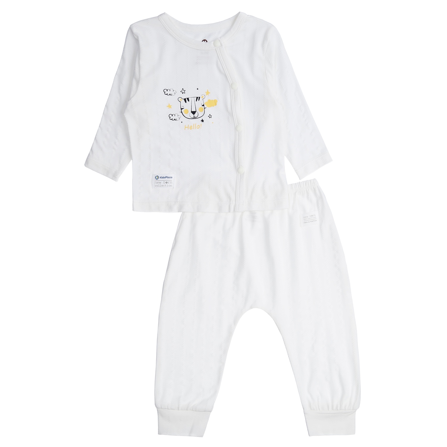 Bộ quần áo sơ sinh KidsPlaza cài chéo in hình hổ HN21T (Trắng) hình 1