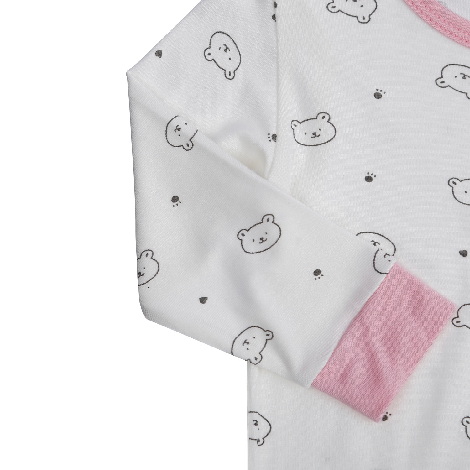 Bộ quần áo tay dài cài vai KidsPlaza in hình gấu M21T (Trắng Hồng) hình 3