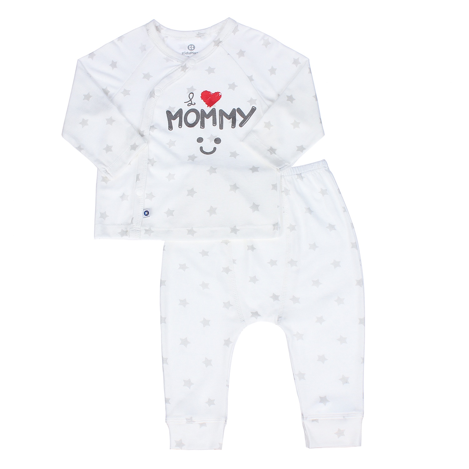 Bộ sơ sinh cài chéo dài tay Otis in sao KidsPlaza ND21H (Trắng) hình 1