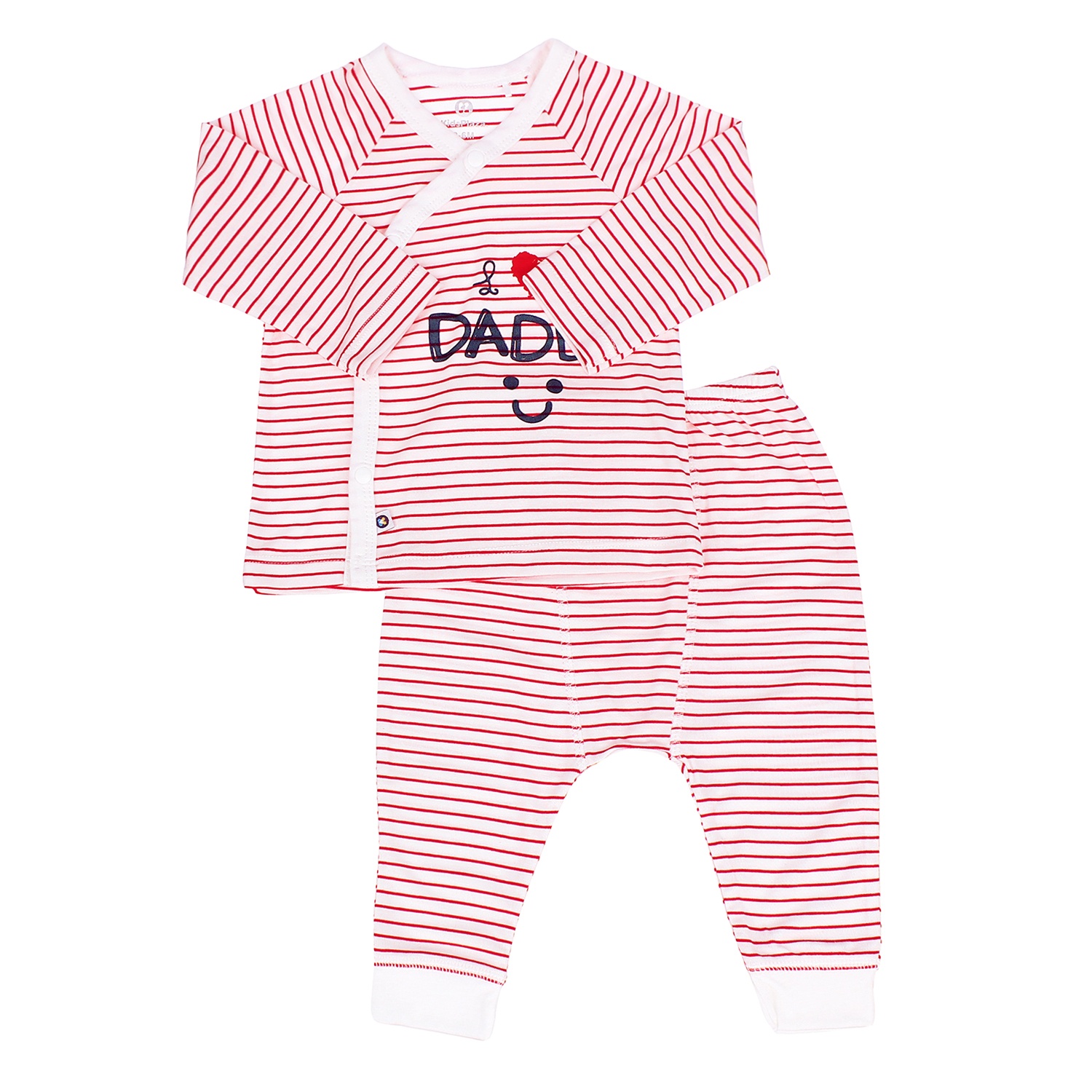 Bộ sơ sinh cài chéo dài tay Otis kẻ ngang KidsPlaza ND21H (Trắng Đỏ) hình 1