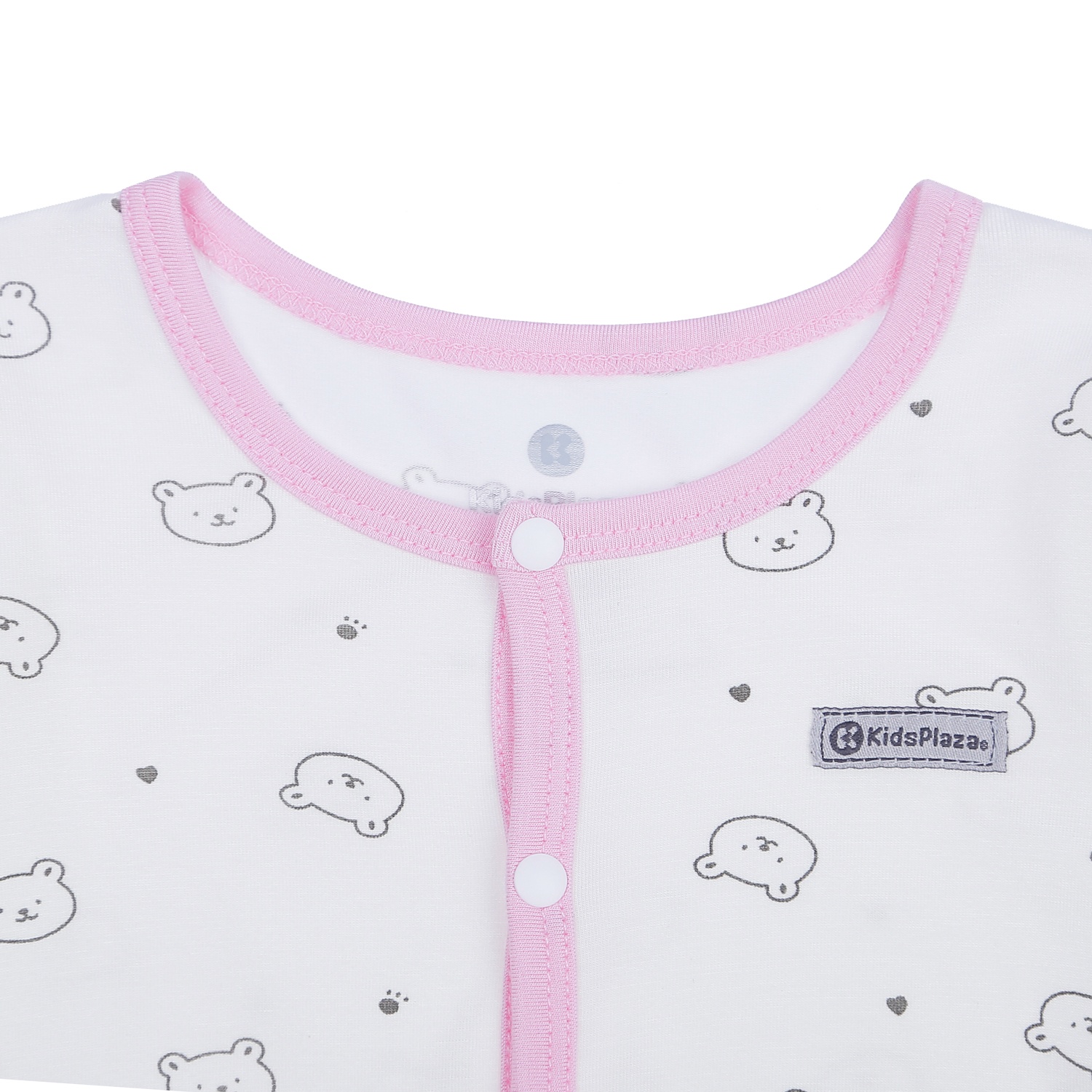 Body cài giữa tay dài KidsPlaza in hình gấu M21T (Trắng Hồng) hình 2
