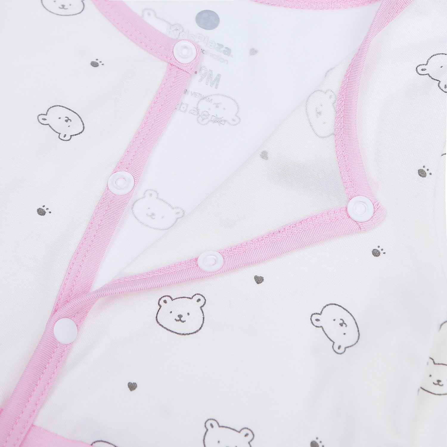 Body cài giữa tay dài KidsPlaza in hình gấu M21T (Trắng Hồng) hình 4