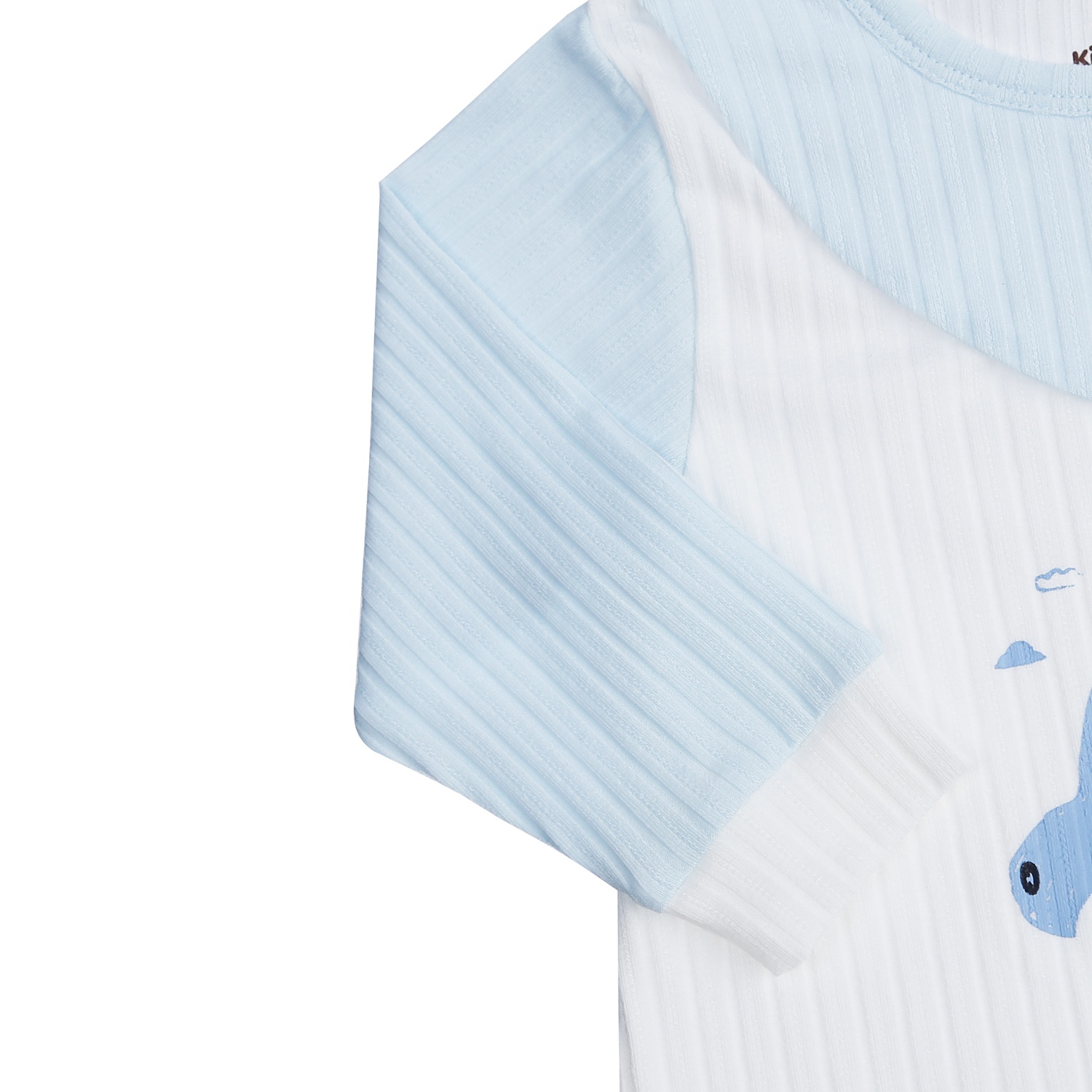 Body sơ sinh dài tay KidsPlaza yếm in Ô Tô HN21T (Trắng Xanh) hình 4