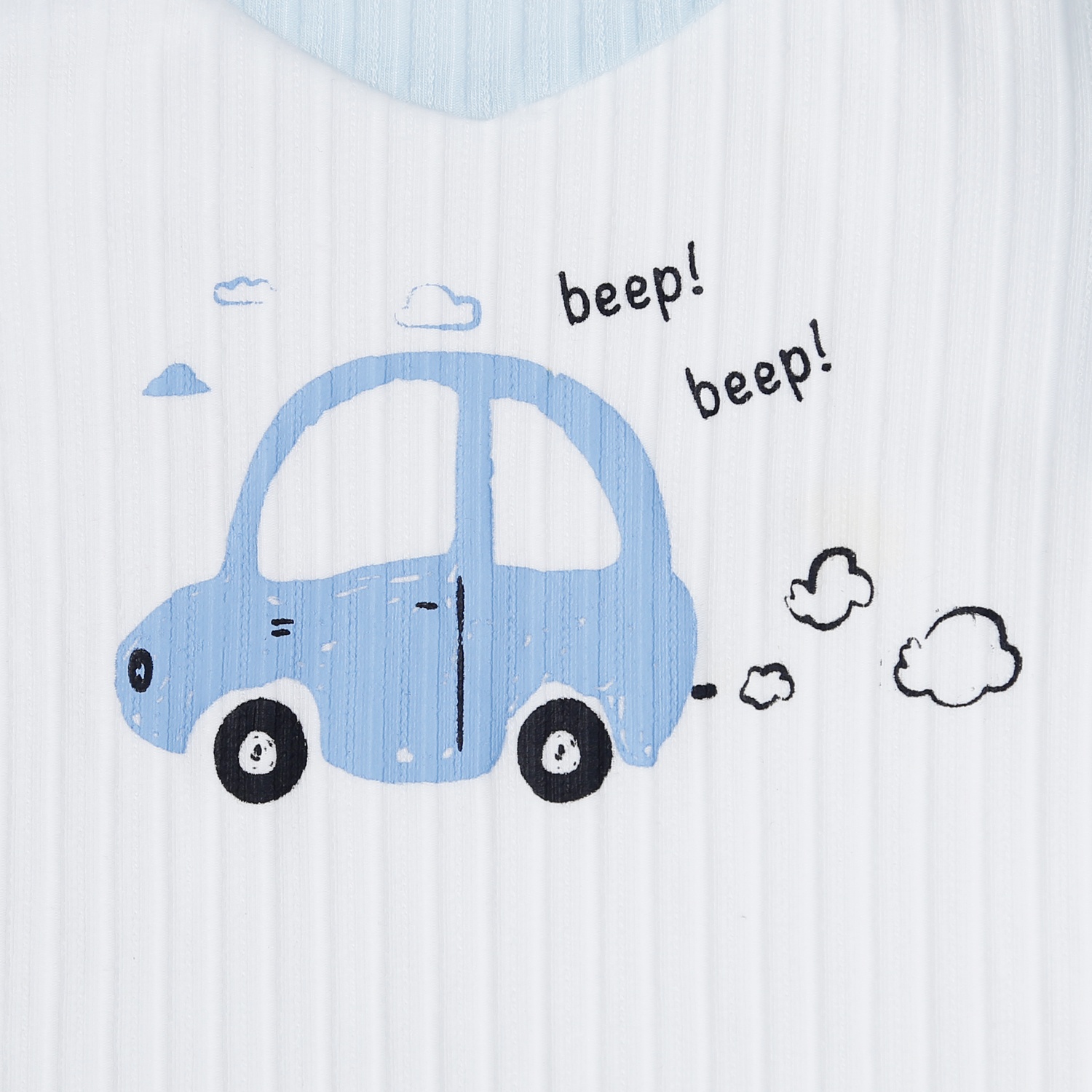 Body sơ sinh dài tay KidsPlaza yếm in Ô Tô HN21T (Trắng Xanh) hình 3