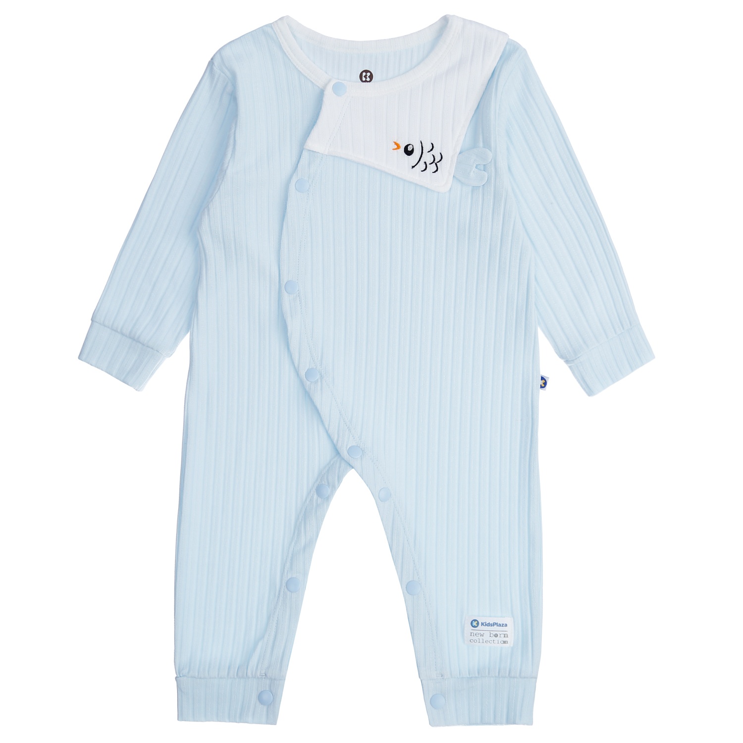 Body sơ sinh dài tay KidsPlaza yếm thêu hình cá HN21T (Xanh) hình 1