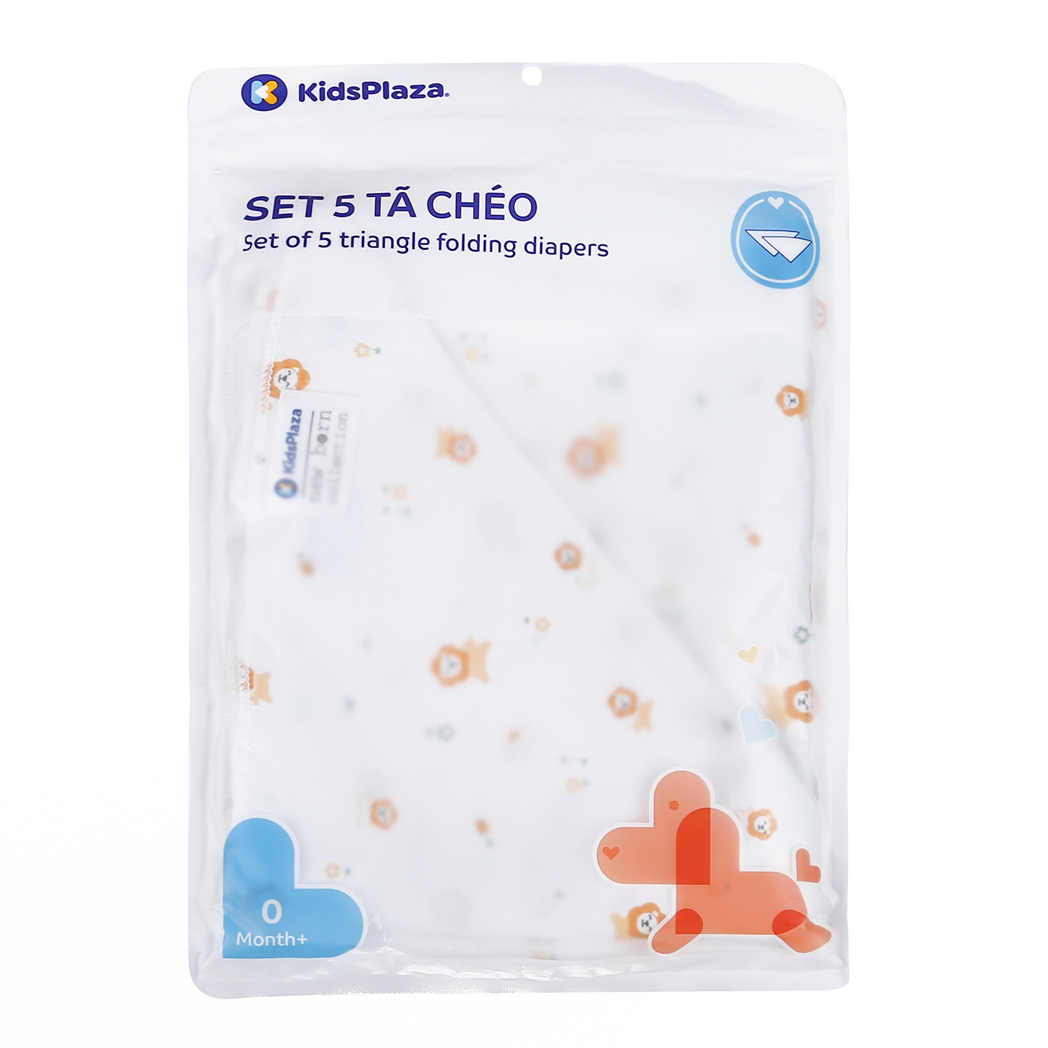 Set 5 tã chéo cotton KidsPlaza BA21 (Vàng) hình 3