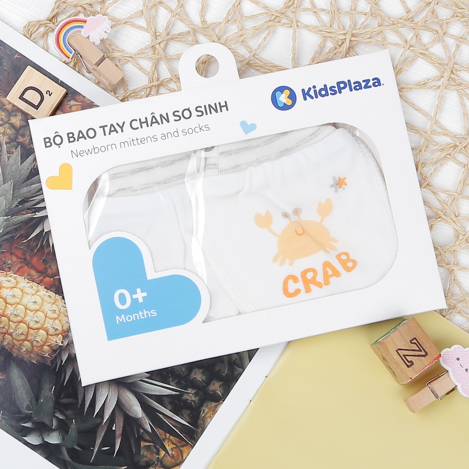 Set bao tay bao chân Otis bé trai KidsPlaza ND22T (Trắng kẻ ghi) hình 1