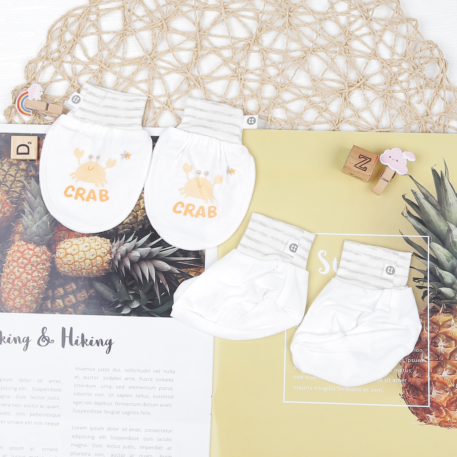 Set bao tay bao chân Otis bé trai KidsPlaza ND22T (Trắng kẻ ghi) hình 2