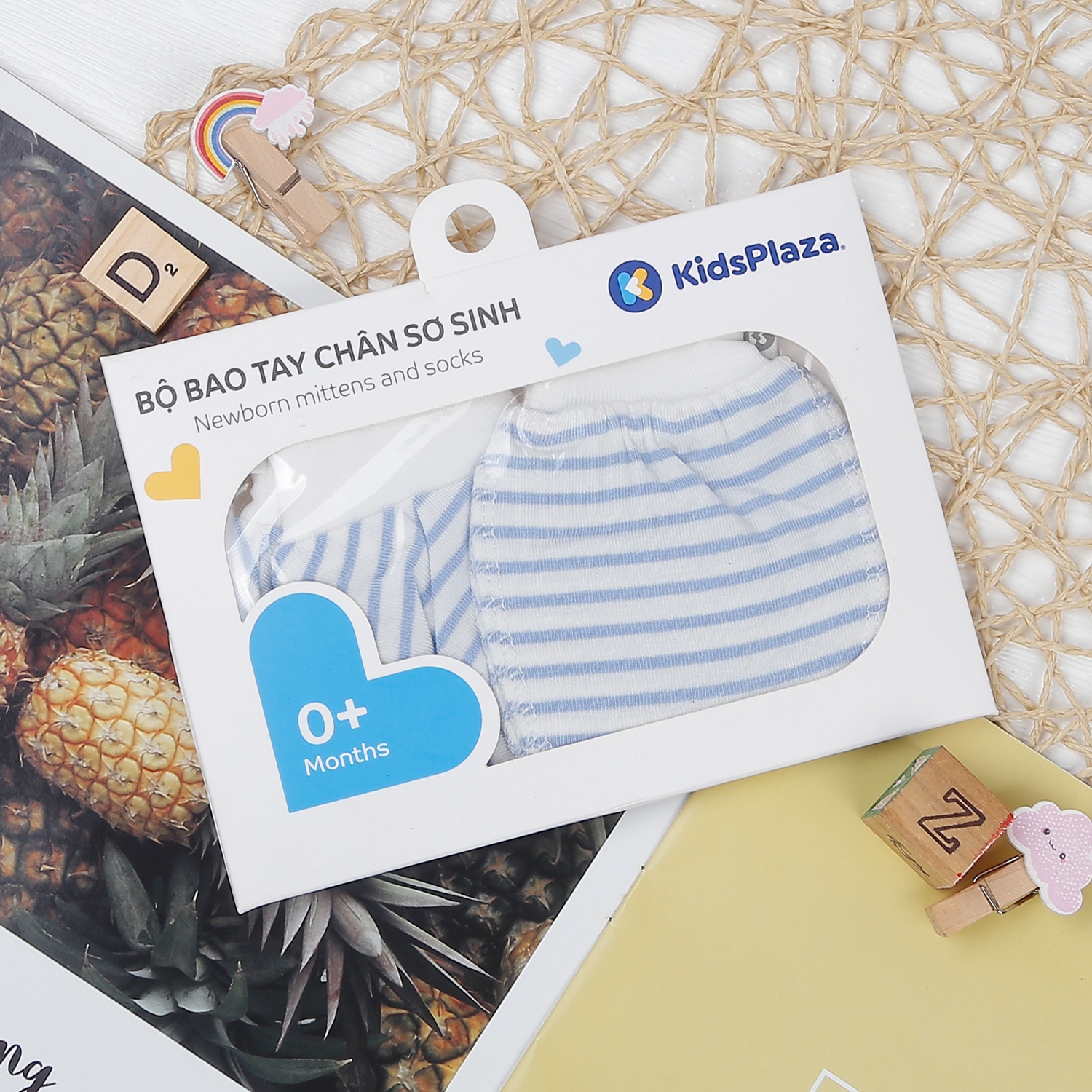 Set bao tay chân Otis bé trai KidsPlaza ND22T (Kẻ xanh) hình 1