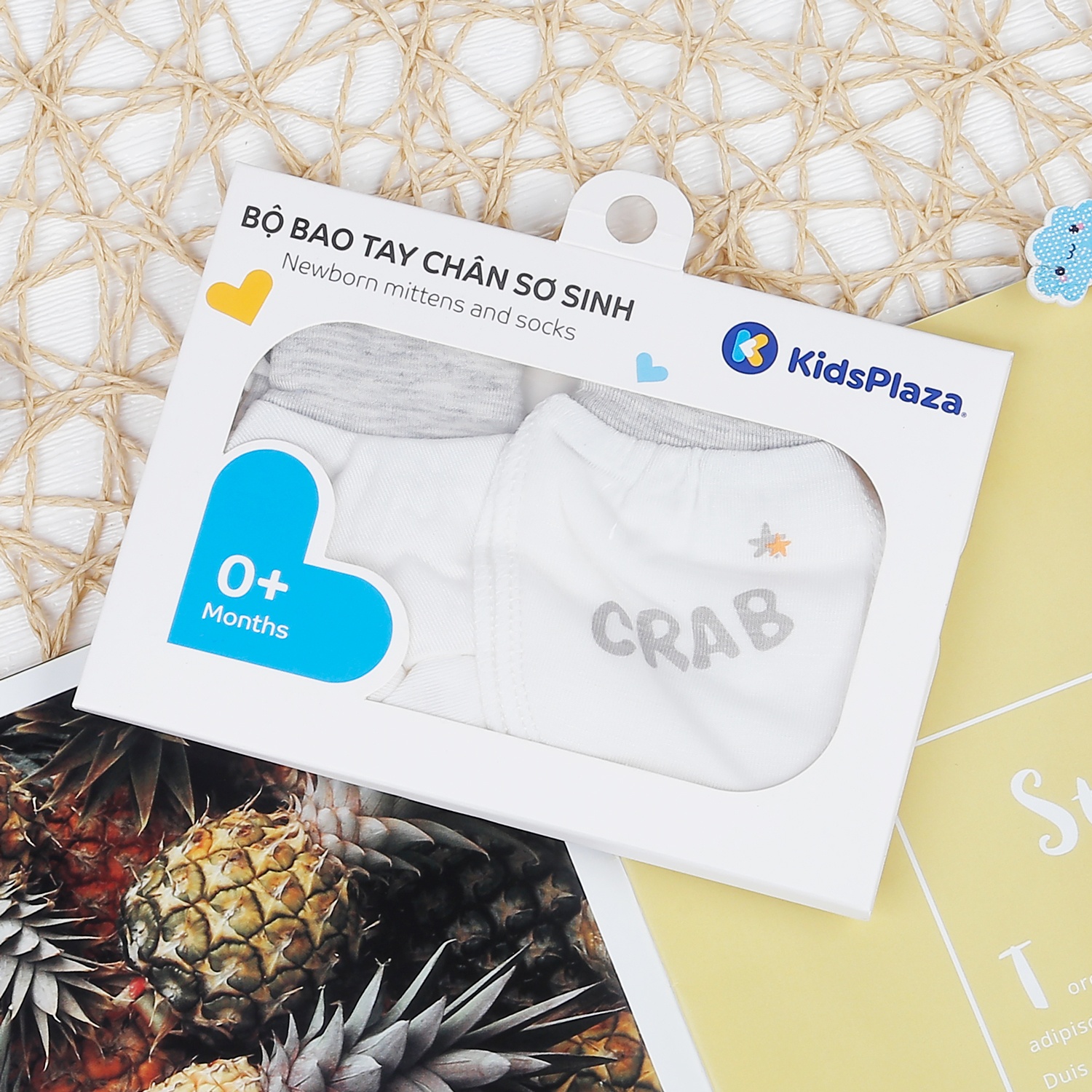 Set bao tay chân Otis bé trai KidsPlaza ND22T ( trắng ghi) hình 1