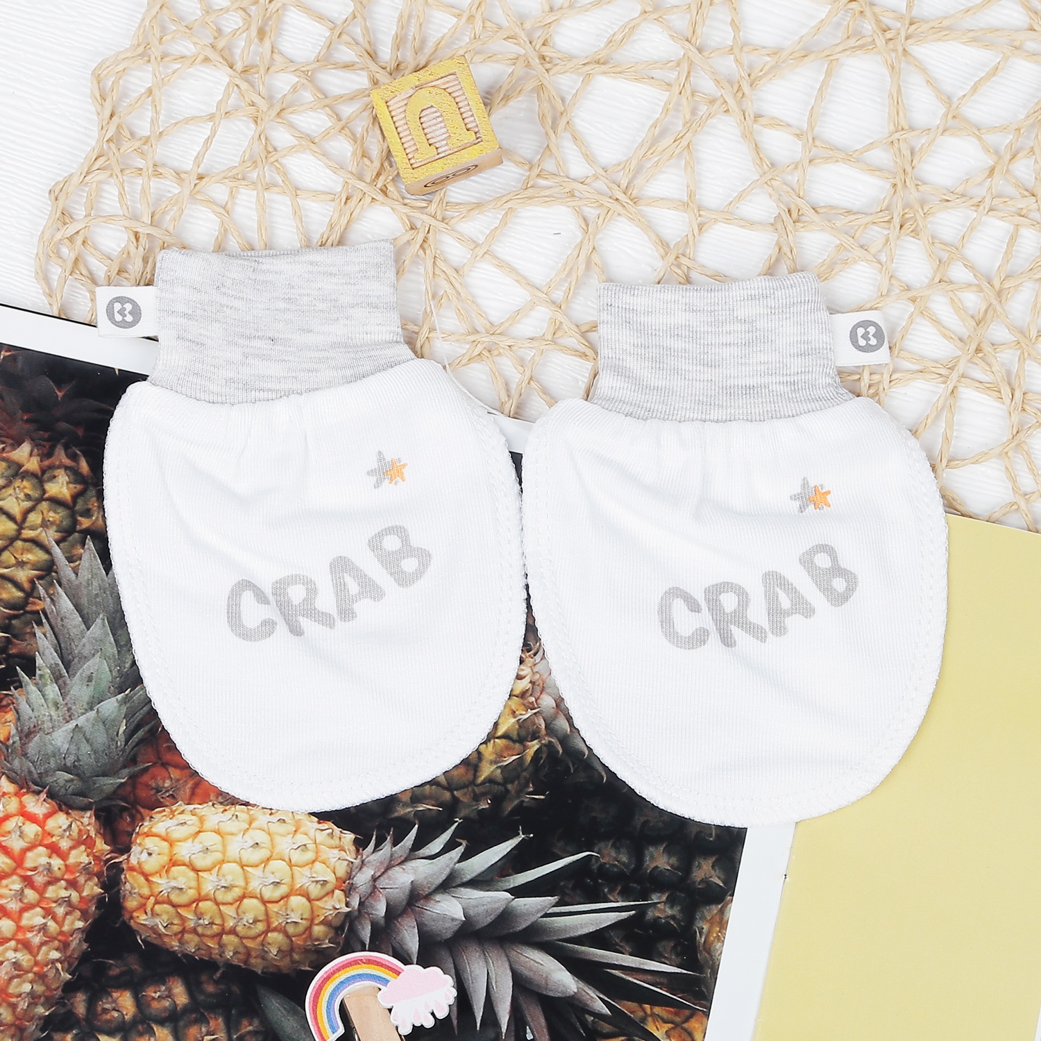 Set bao tay chân Otis bé trai KidsPlaza ND22T ( trắng ghi) hình 2