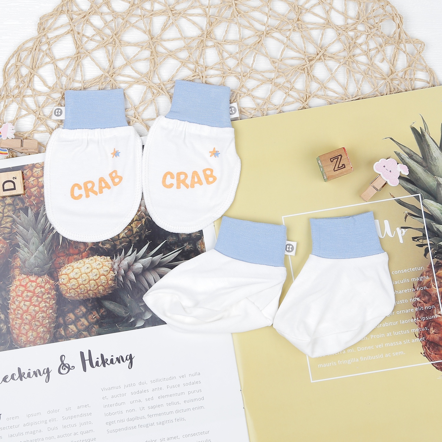 Set bao tay chân Otis bé trai KidsPlaza ND22T ( trắng xanh) hình 3