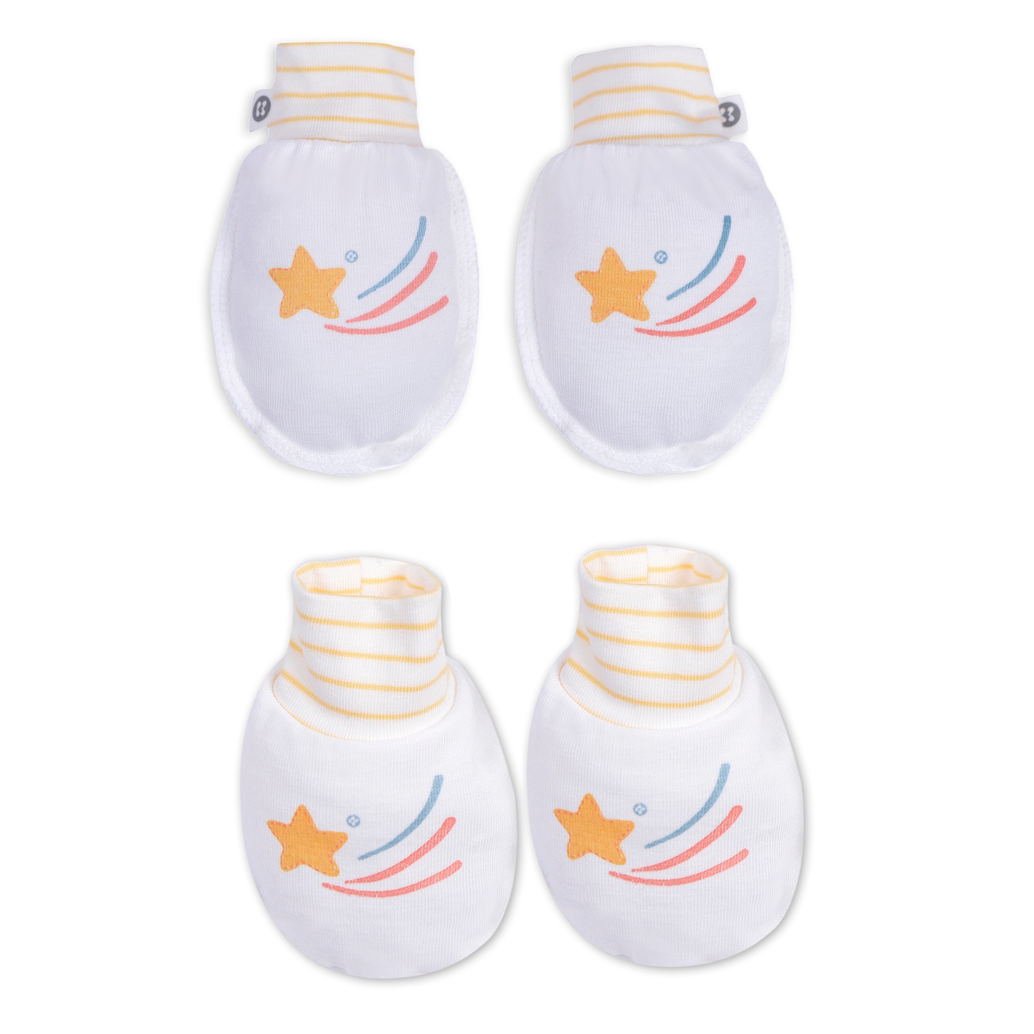 Set bao tay chân Otis kẻ vàng bé gái KidsPlaza ND22H Trắng hình 1