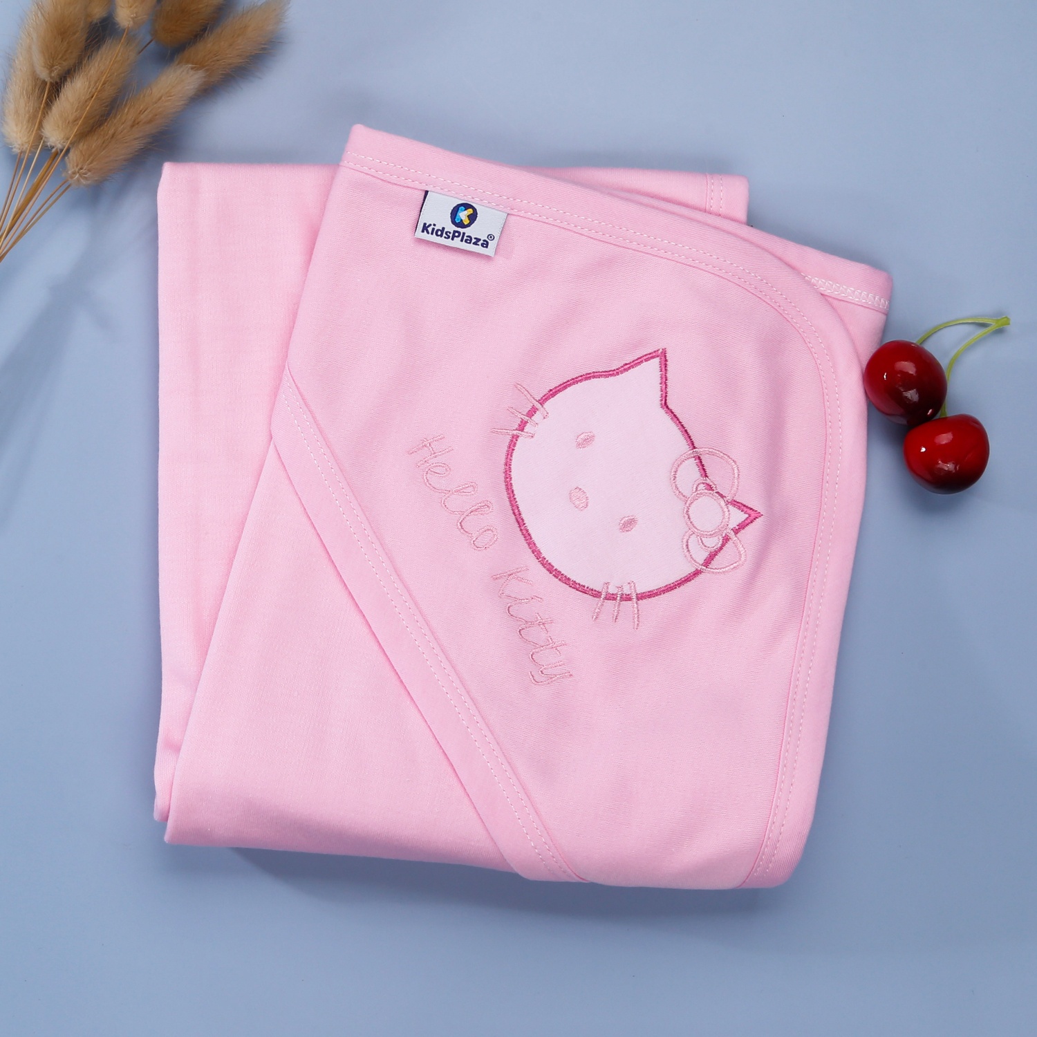 Chăn ủ 2 lớp có mũ thêu KidsPlaza TM21 (Hồng) hình 2