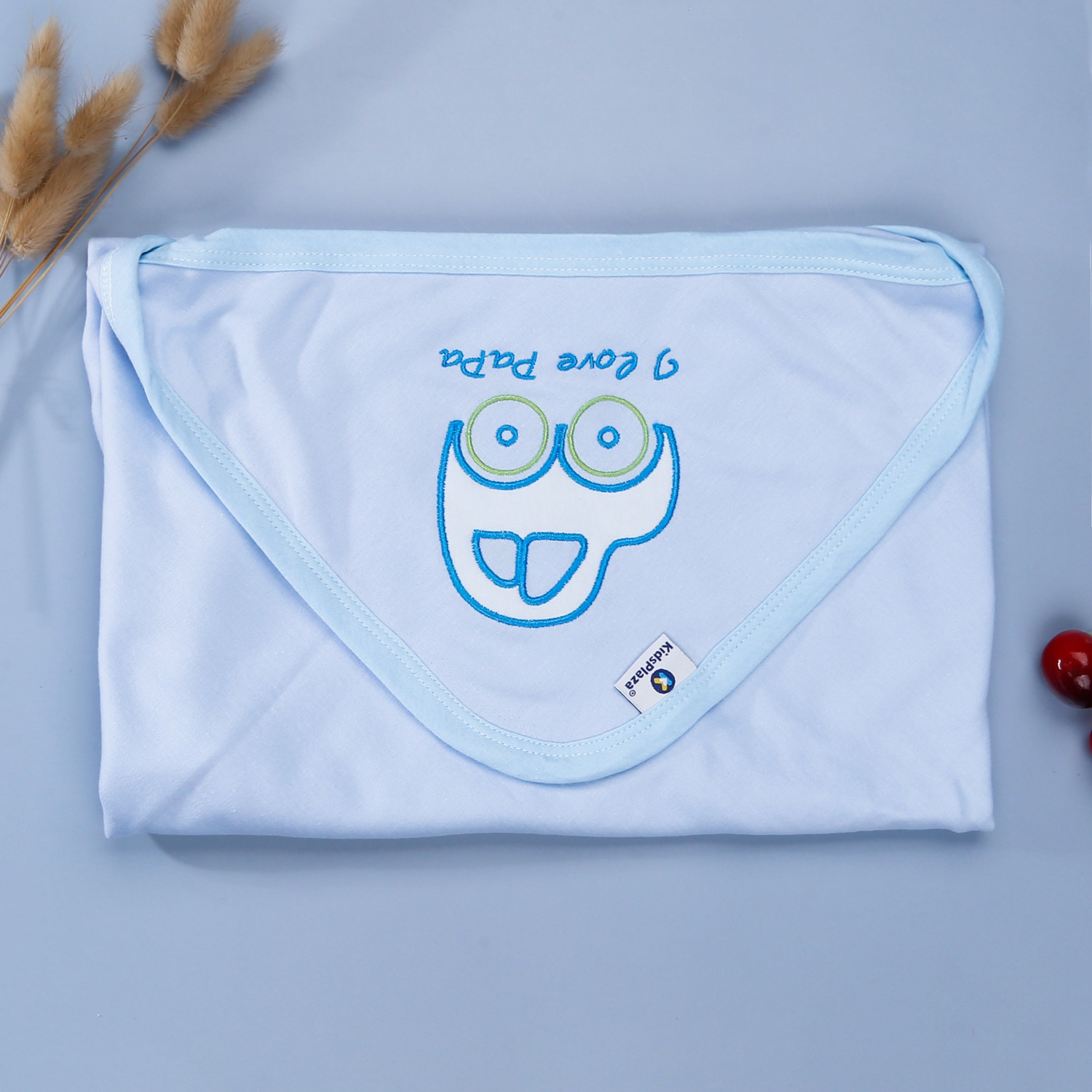 Chăn ủ có mũ thêu KidsPlaza 1 lớp TM21 (Xanh) hình 2