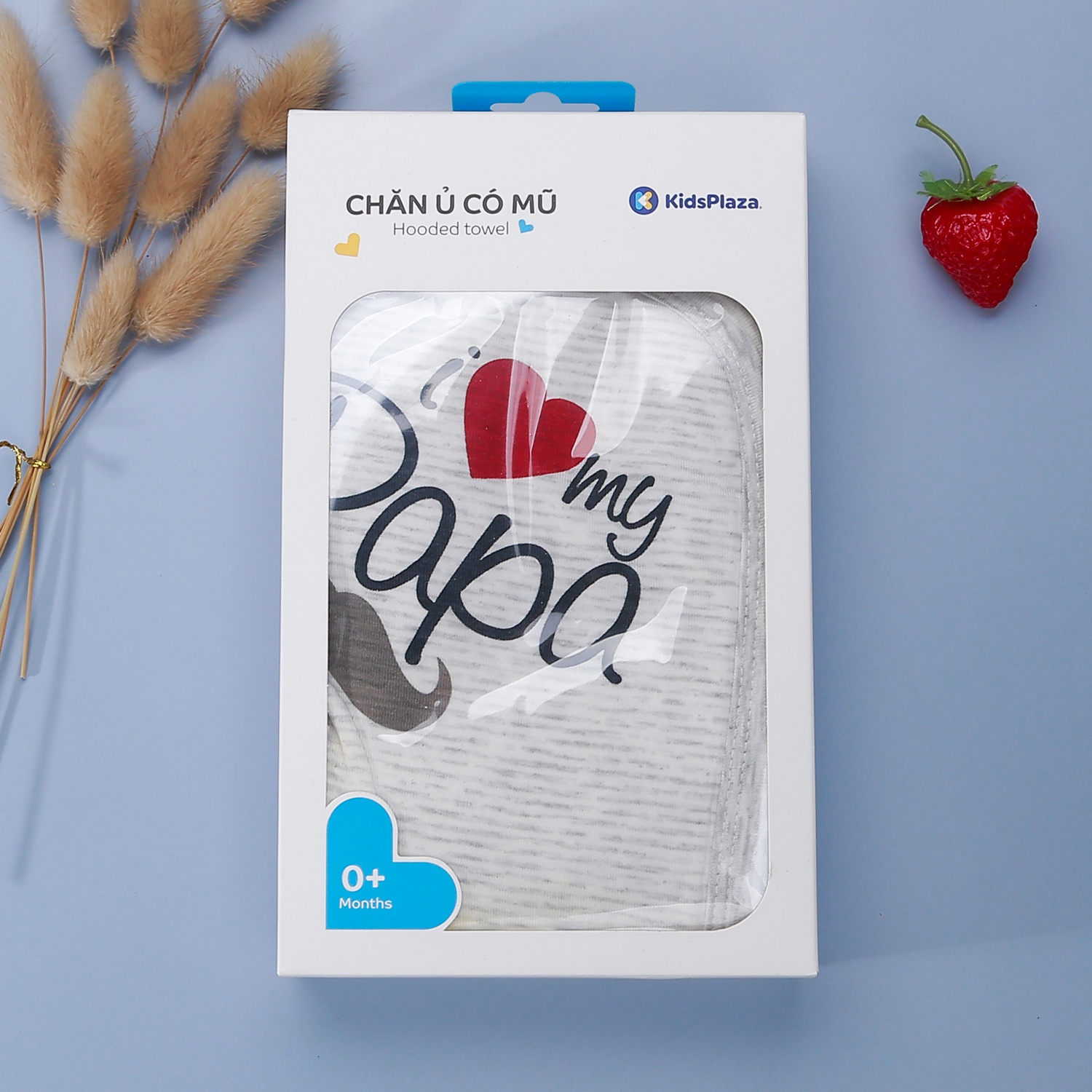 Chăn ủ có mũ Otis trắng kẻ ghi KidsPlaza ND22H hình 1