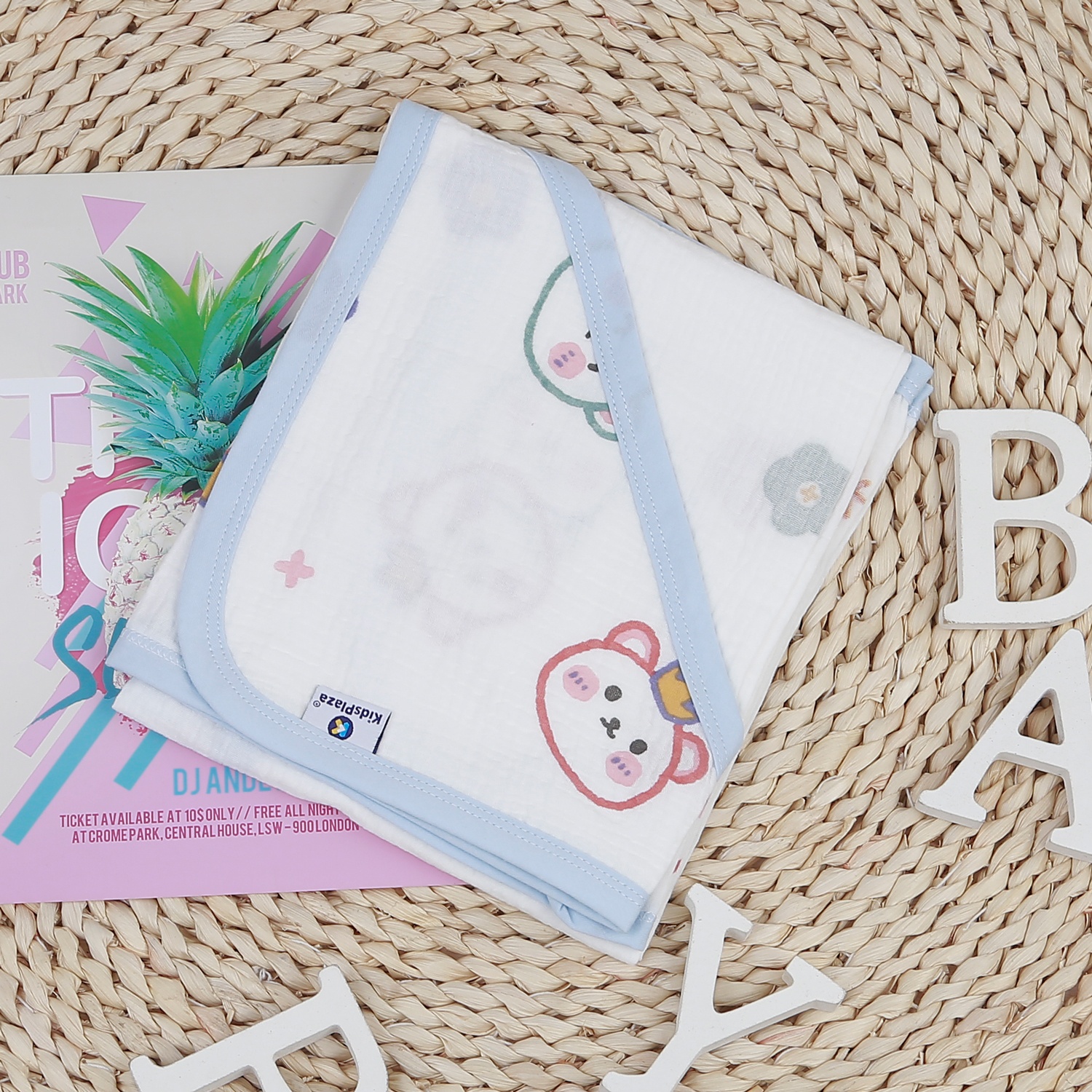 Khăn ủ xô có mũ KidsPlaza TM 4 lớp hình 4