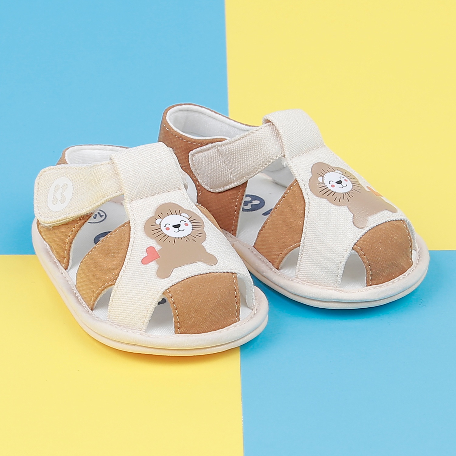 Sandal tập đi KidsPlaza 22k-S12 sư tử màu be hình 1