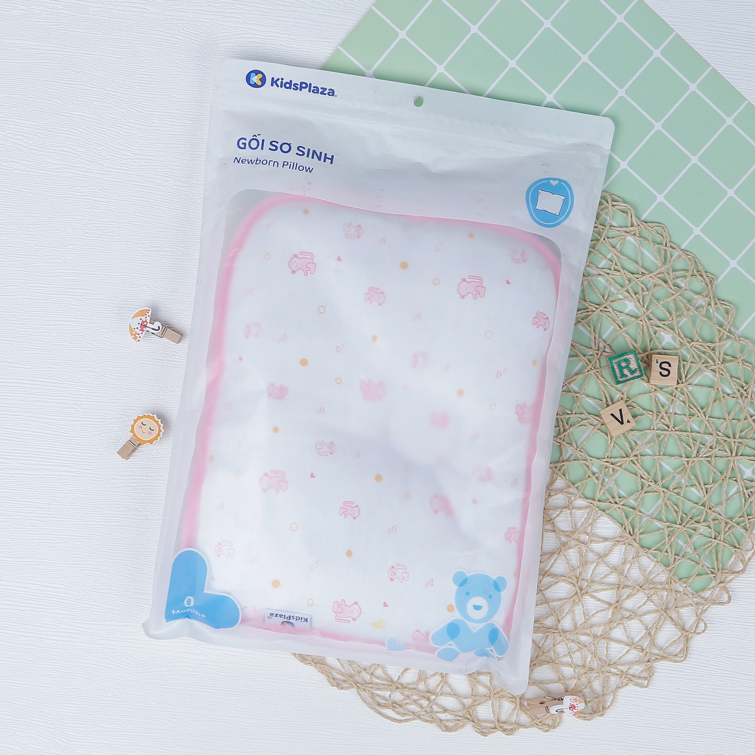 Gối lõm sơ sinh KidsPlaza TM21 (Trắng Hồng) hình 2
