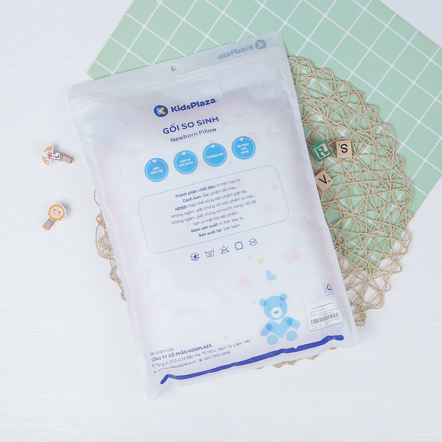 Gối lõm sơ sinh KidsPlaza TM21 (Trắng Hồng) hình 3