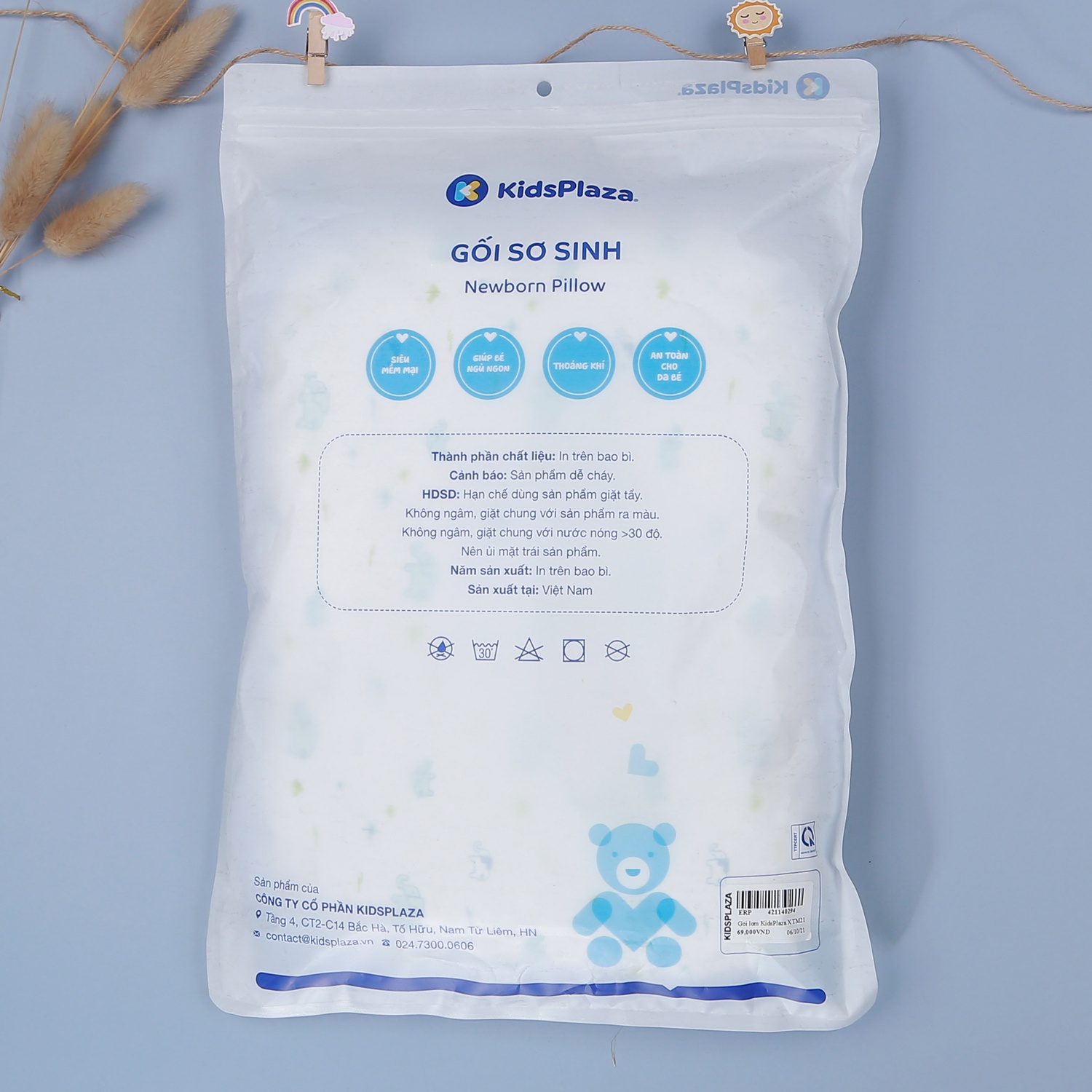 Gối lõm sơ sinh KidsPlaza TM21 (Xanh) hình 4