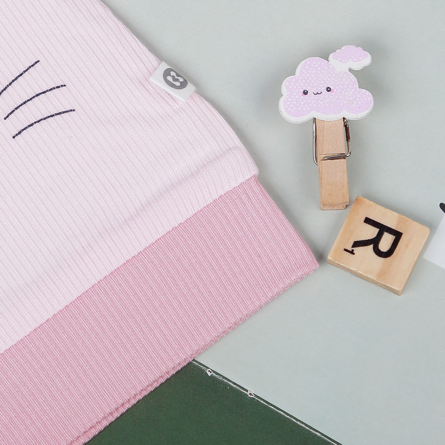 Mũ sơ sinh kẻ tăm KidsPlaza ND22T (Hồng) hình 3