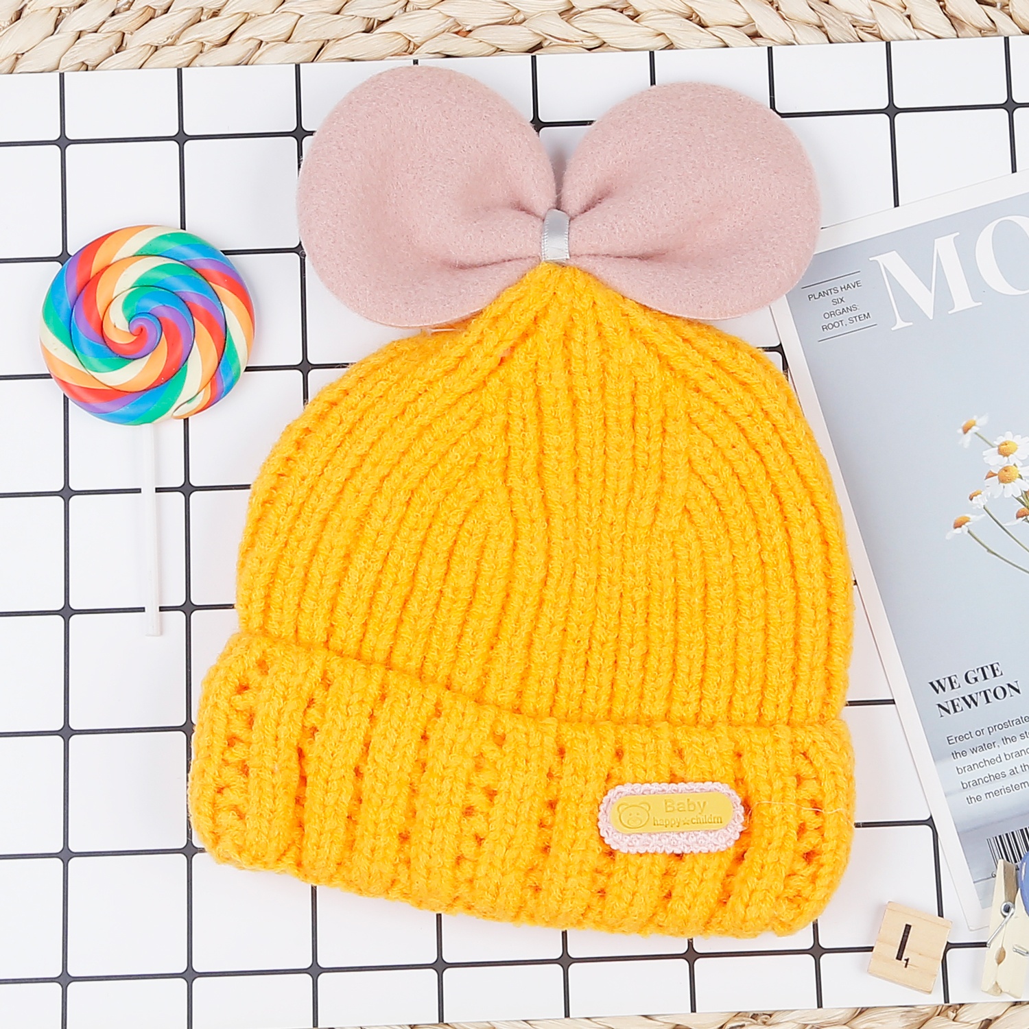 Mũ len cho bé gái đính nơ Kidsplaza 22K-WH05 hình 1