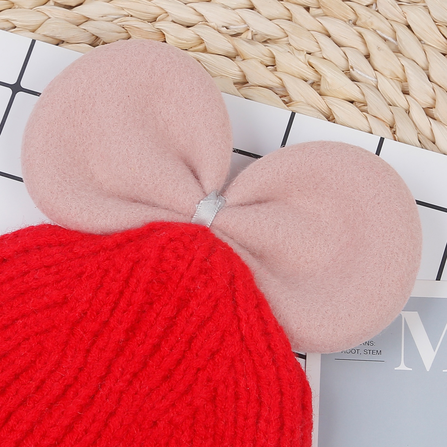 Mũ len hình nơ cho bé gái Kidsplaza 22K-WH05 (Đỏ) hình 2