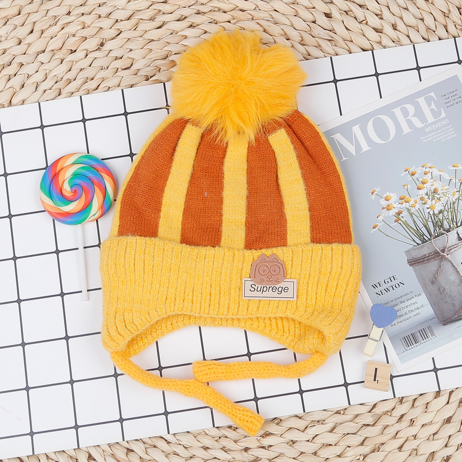 Mũ len kẻ sọc sơ sinh Kidsplaza 22K-WH02  hình 1