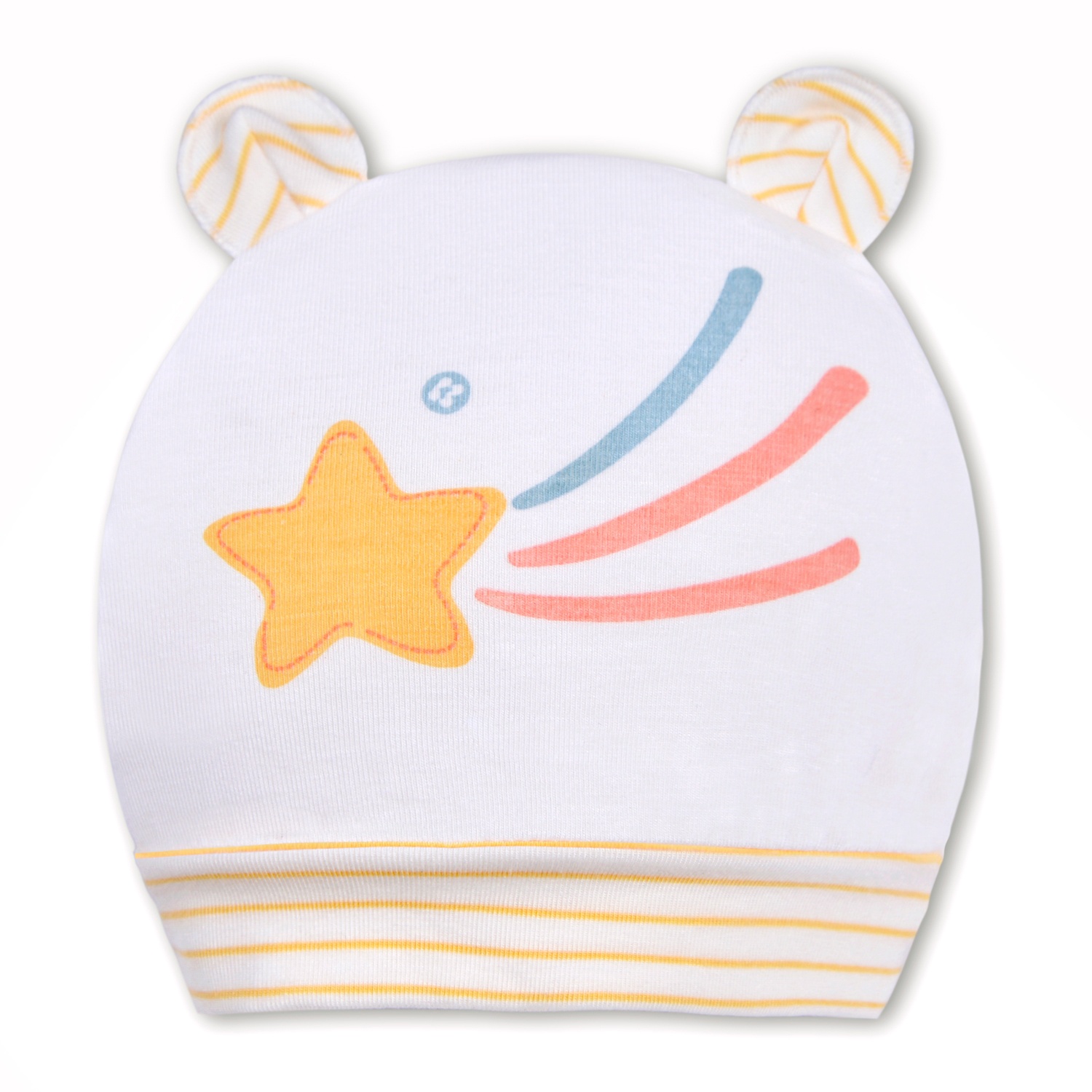 Mũ sơ sinh Otis bé gái KidsPlaza ND22H trắng kẻ vàng hình 1