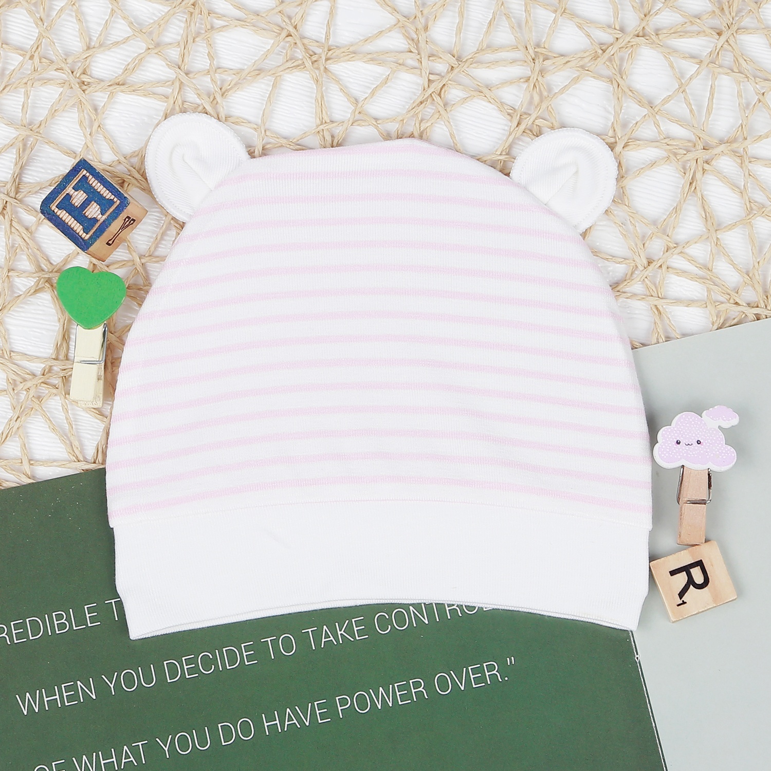 Mũ sơ sinh Otis bé gái KidsPlaza ND22T (Kẻ hồng) hình 1