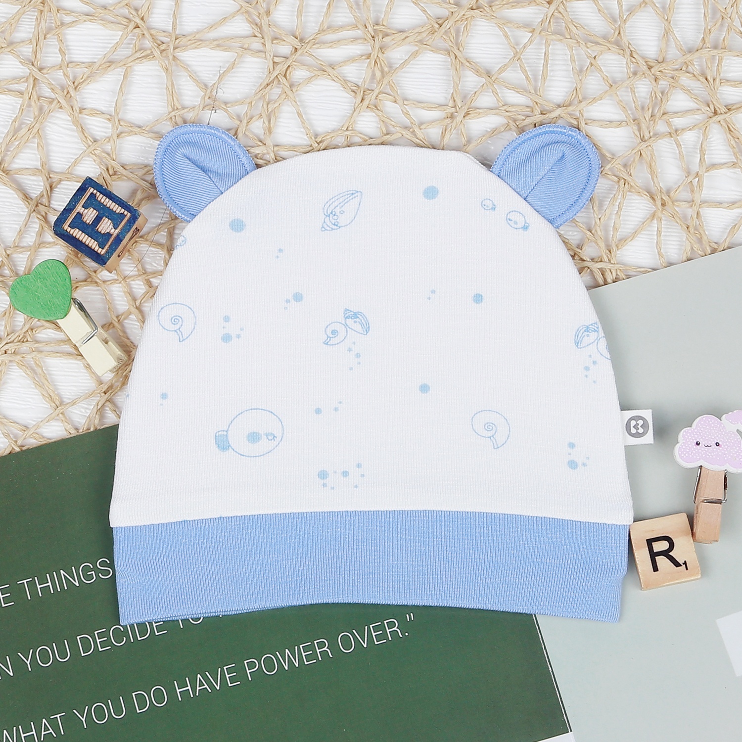 Mũ sơ sinh Otis bé trai KidsPlaza ND22T (Trắng xanh) hình 1