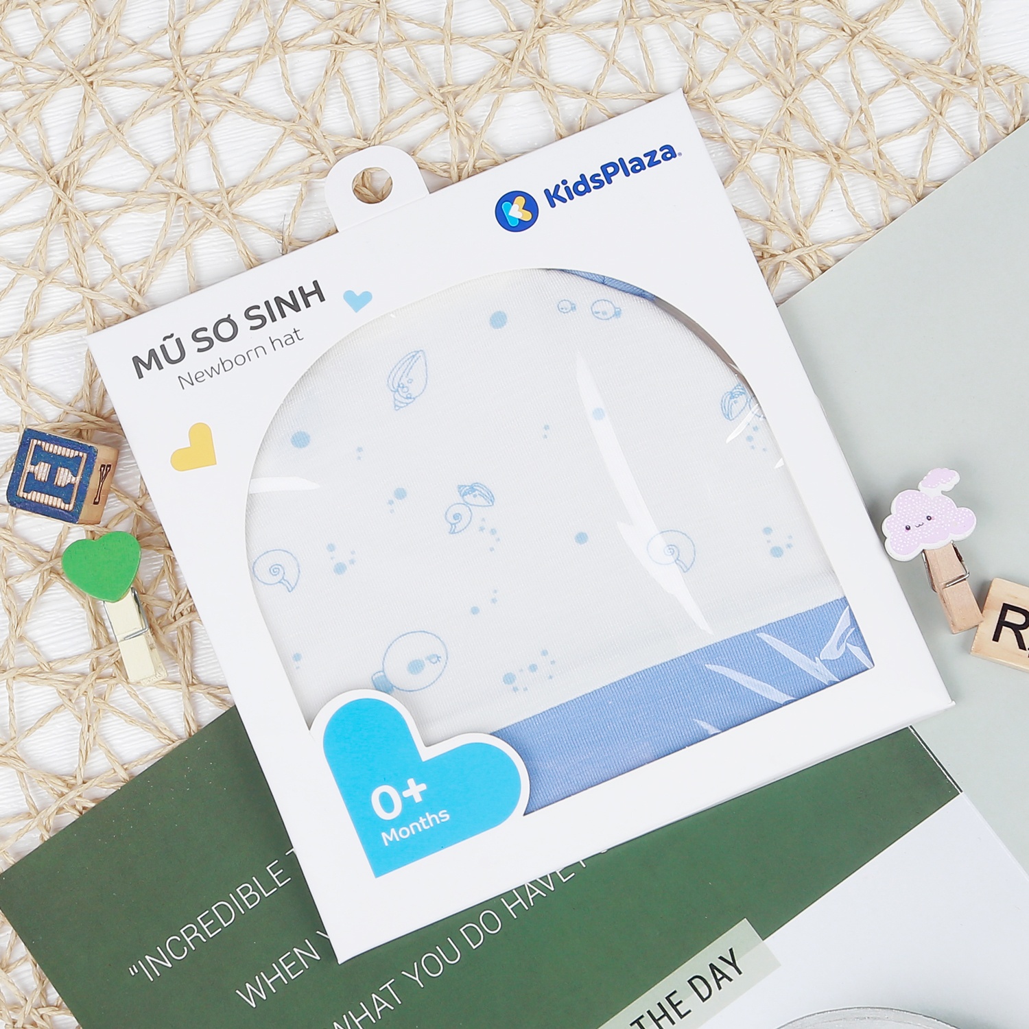 Mũ sơ sinh Otis bé trai KidsPlaza ND22T (Trắng xanh) hình 4