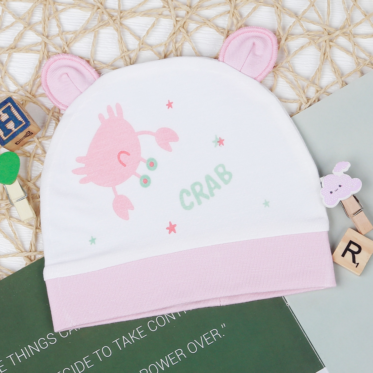 Mũ sơ sinh Otis bé gái Kids Plaza ND22T (Trắng hồng) hình 1