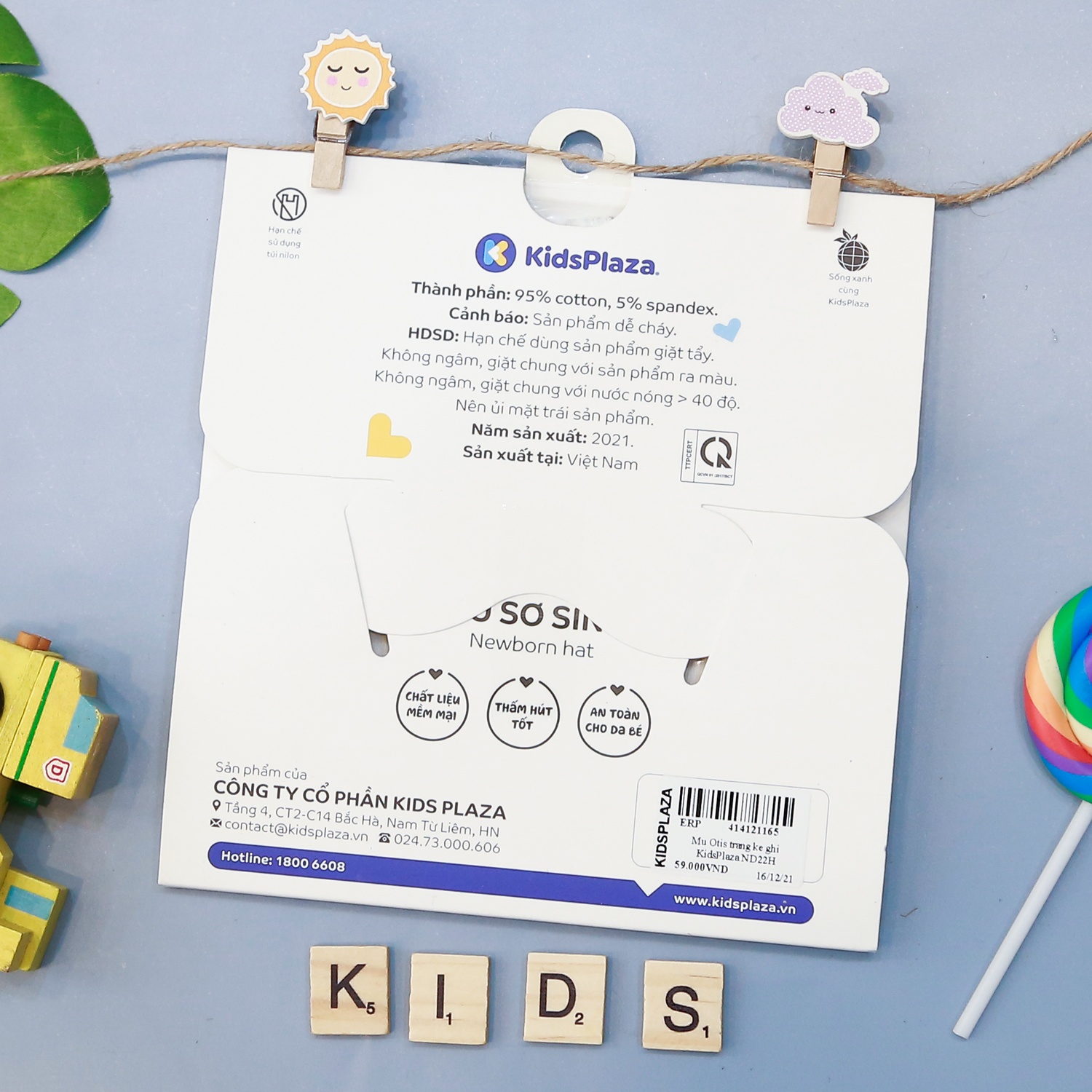 Mũ Otis trắng kẻ ghi KidsPlaza ND22H hình 3