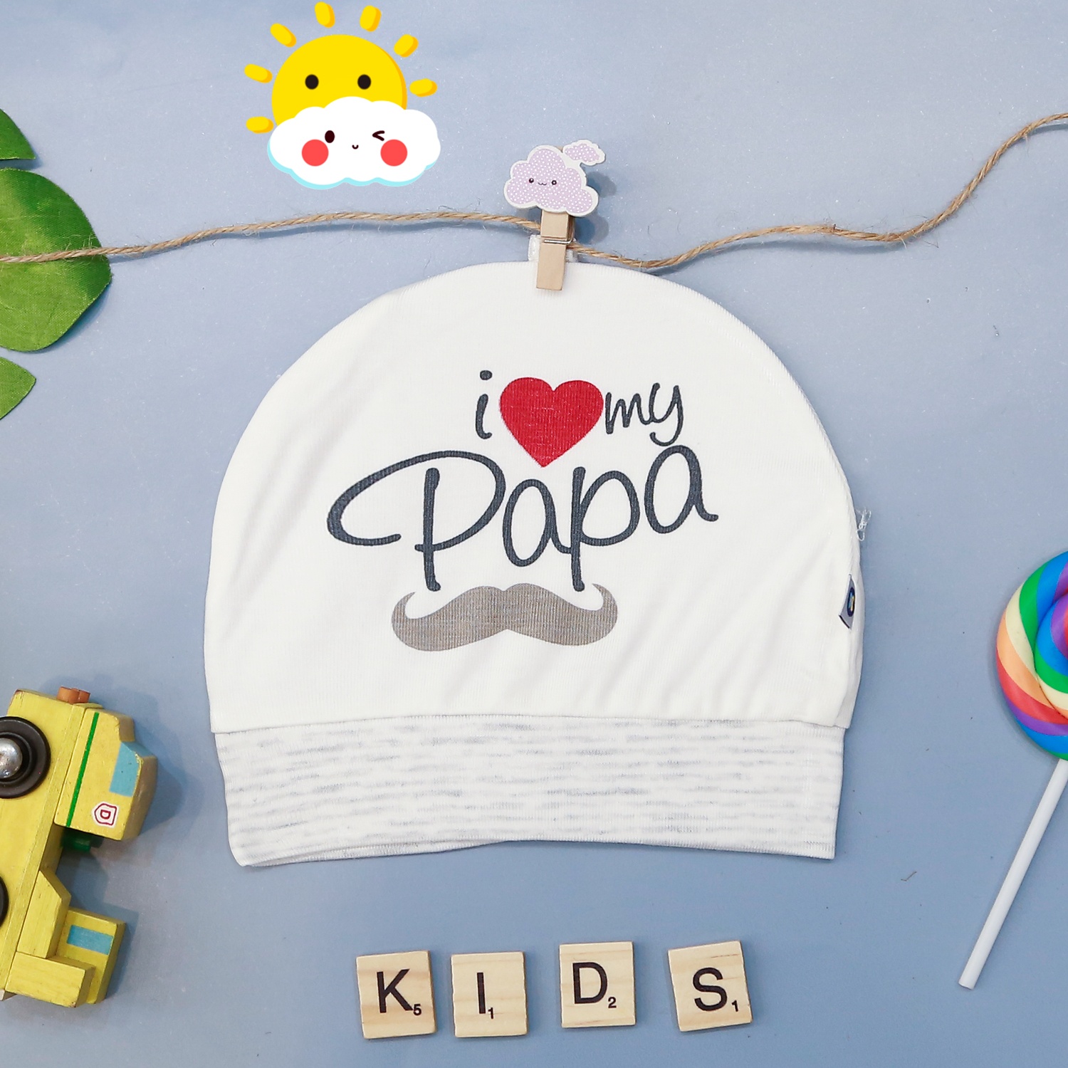 Mũ Otis trắng kẻ ghi KidsPlaza ND22H hình 2