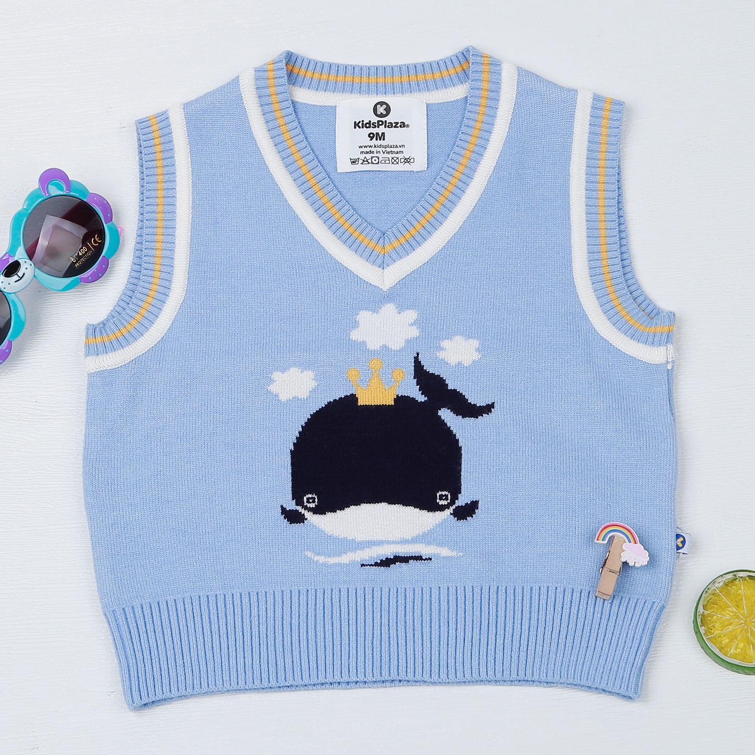 Áo gile len bé trai KidsPlaza cá voi HN22D (Xanh) hình 1