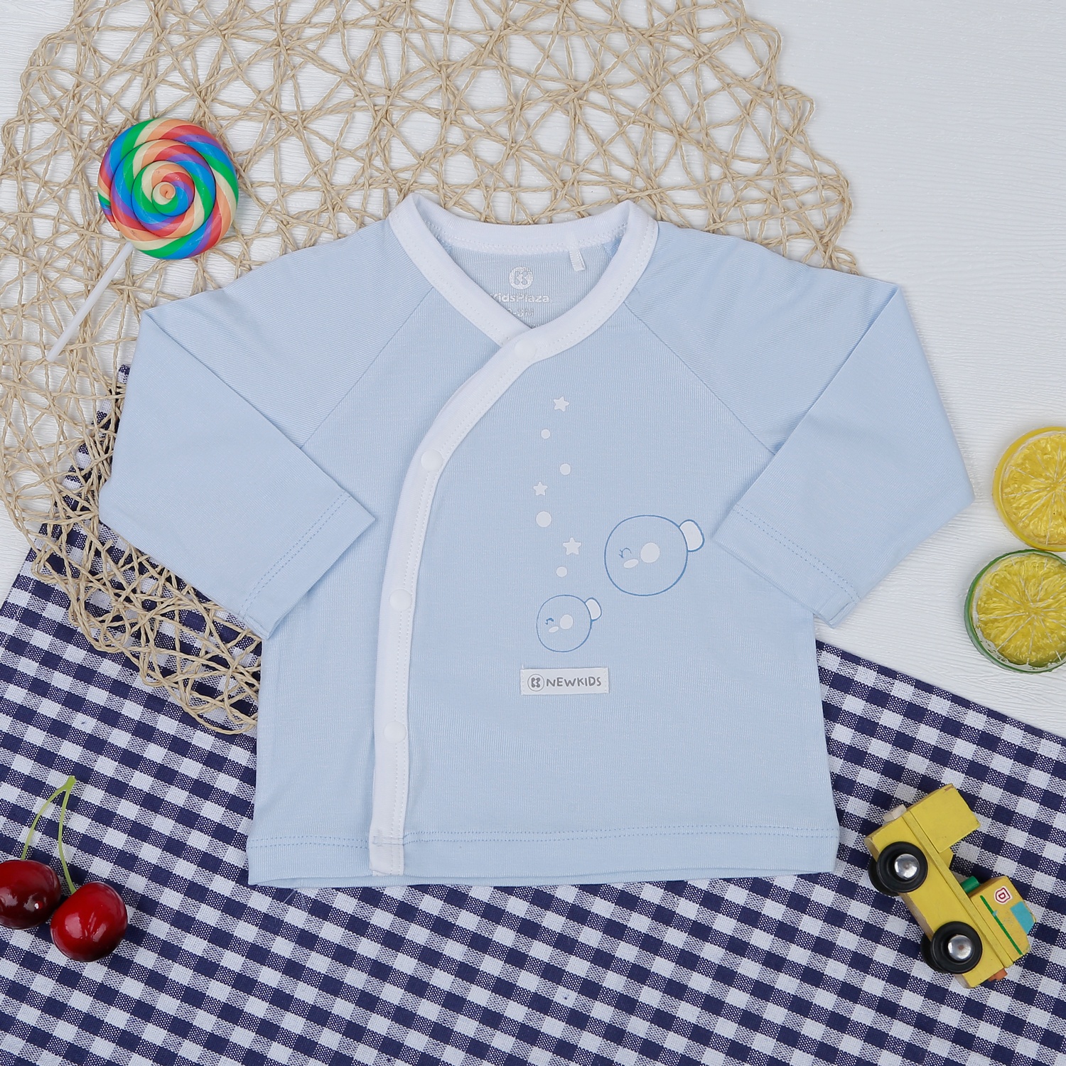 Bộ quần áo dài tay cài lệch Otis KidsPlaza ND22T (Xanh) hình 2