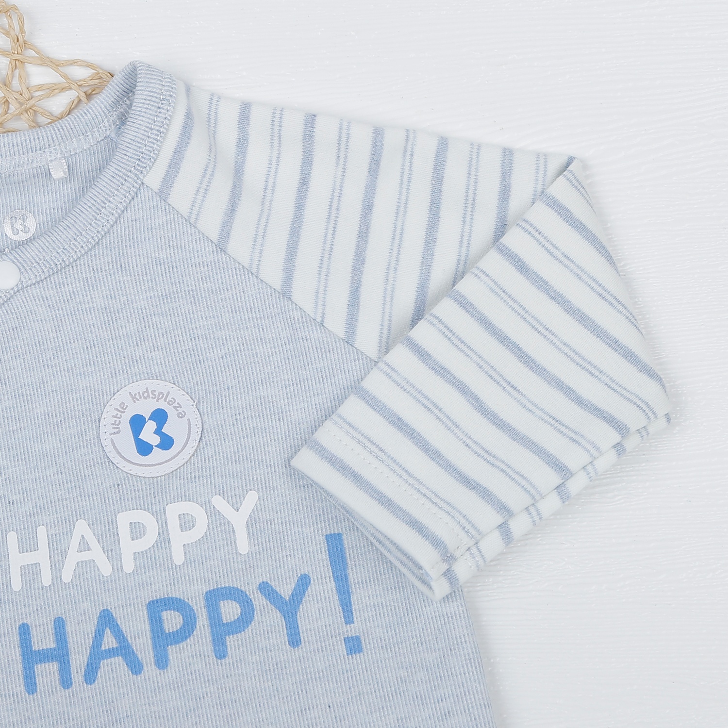 Bộ quần áo dài tay bé trai cài lệch kẻ xanh ND22D hình 4