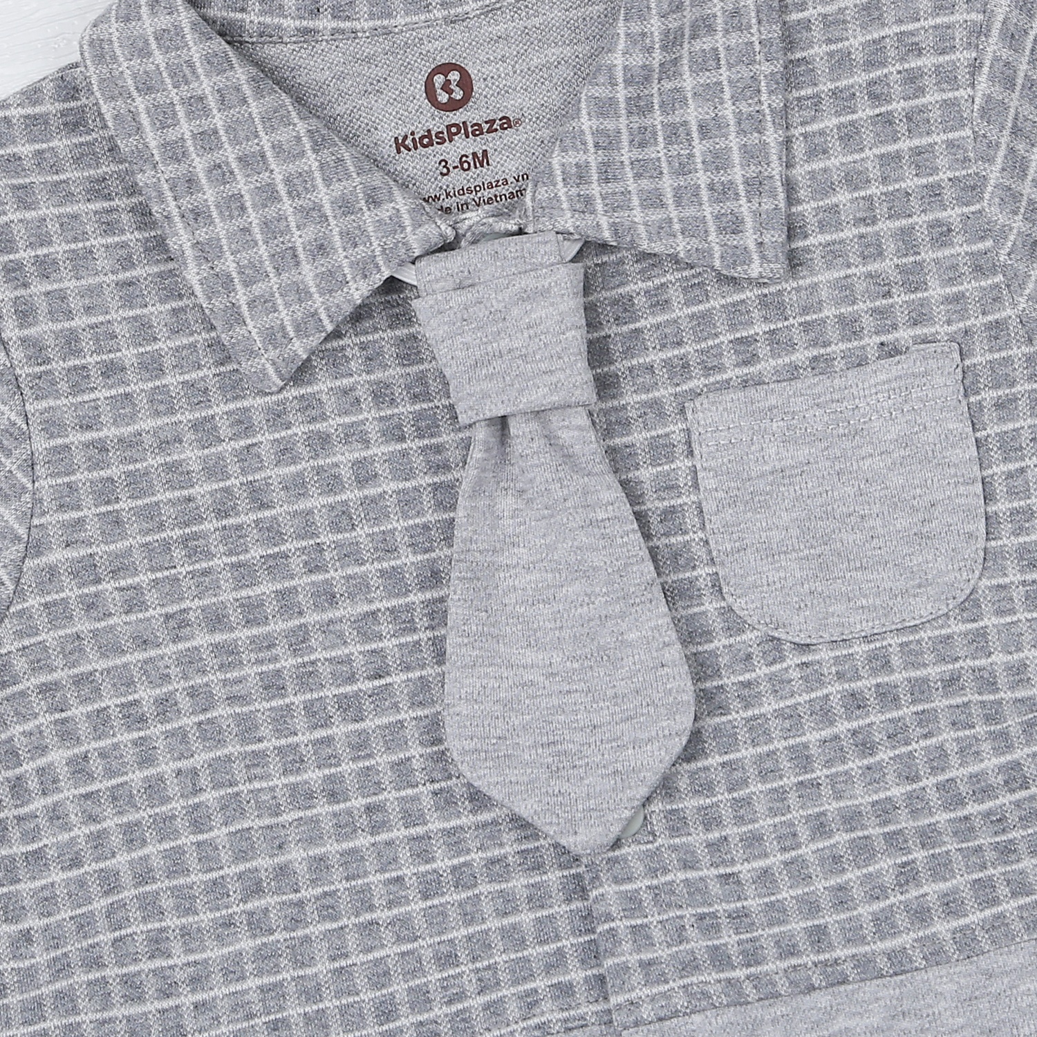 Body bé trai KidsPlaza cà vạt caro HN22D (Xám) hình 2
