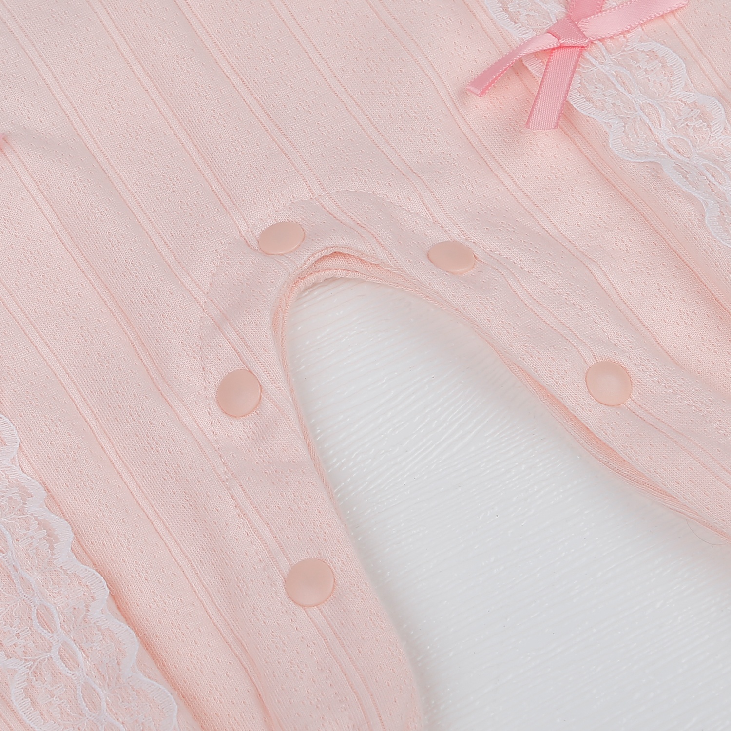 Body bé gái ren đính nơ KidsPlaza HN22D (hồng cam) hình 5