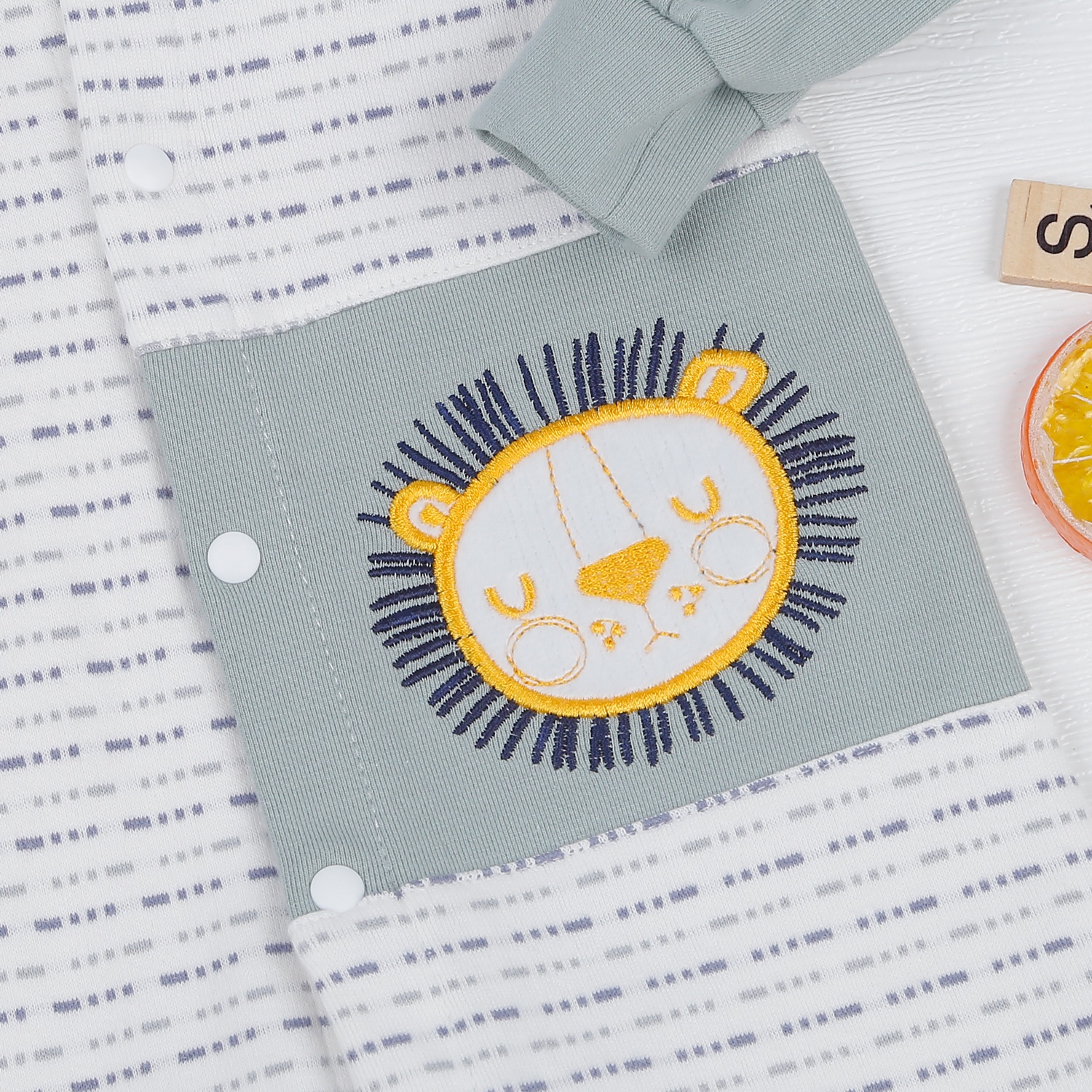 Body bé trai dài tay kẻ nét đứt KidsPlaza ND22D (Xanh ngọc)  hình 3