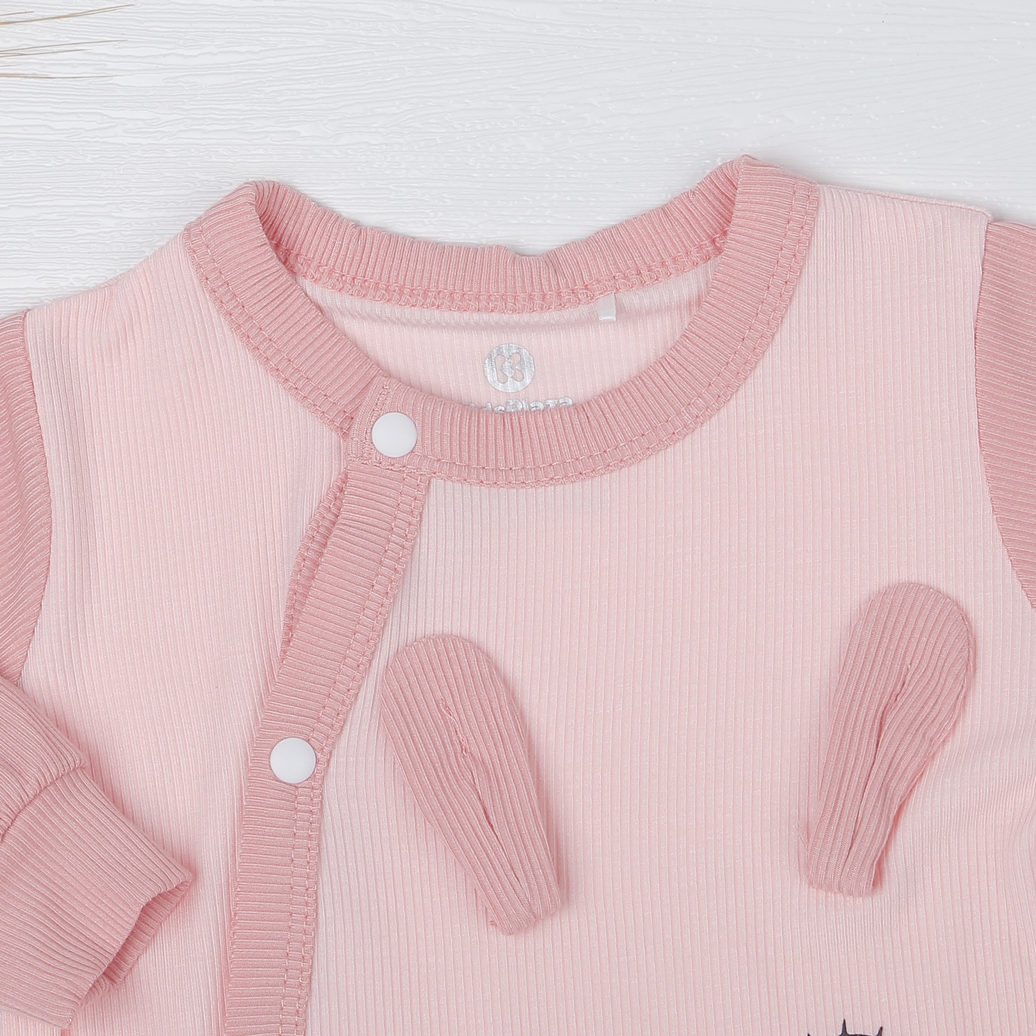 Body dài tay bé gái cài lệch kẻ tăm KidsPlaza ND22T (Hồng Nhạt) hình 2